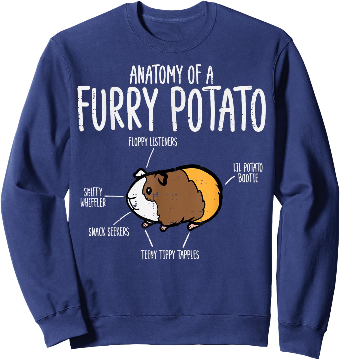 Guinea Pig Anatomy Of Furry Potato Funny Cavy Men Women Kids Sweatshirt - Sweatshirt | Navy