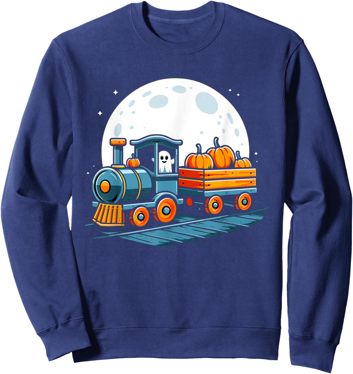 Halloween Train Funny Ghost Pumpkin For Kids Sweatshirt - Sweatshirt | Navy