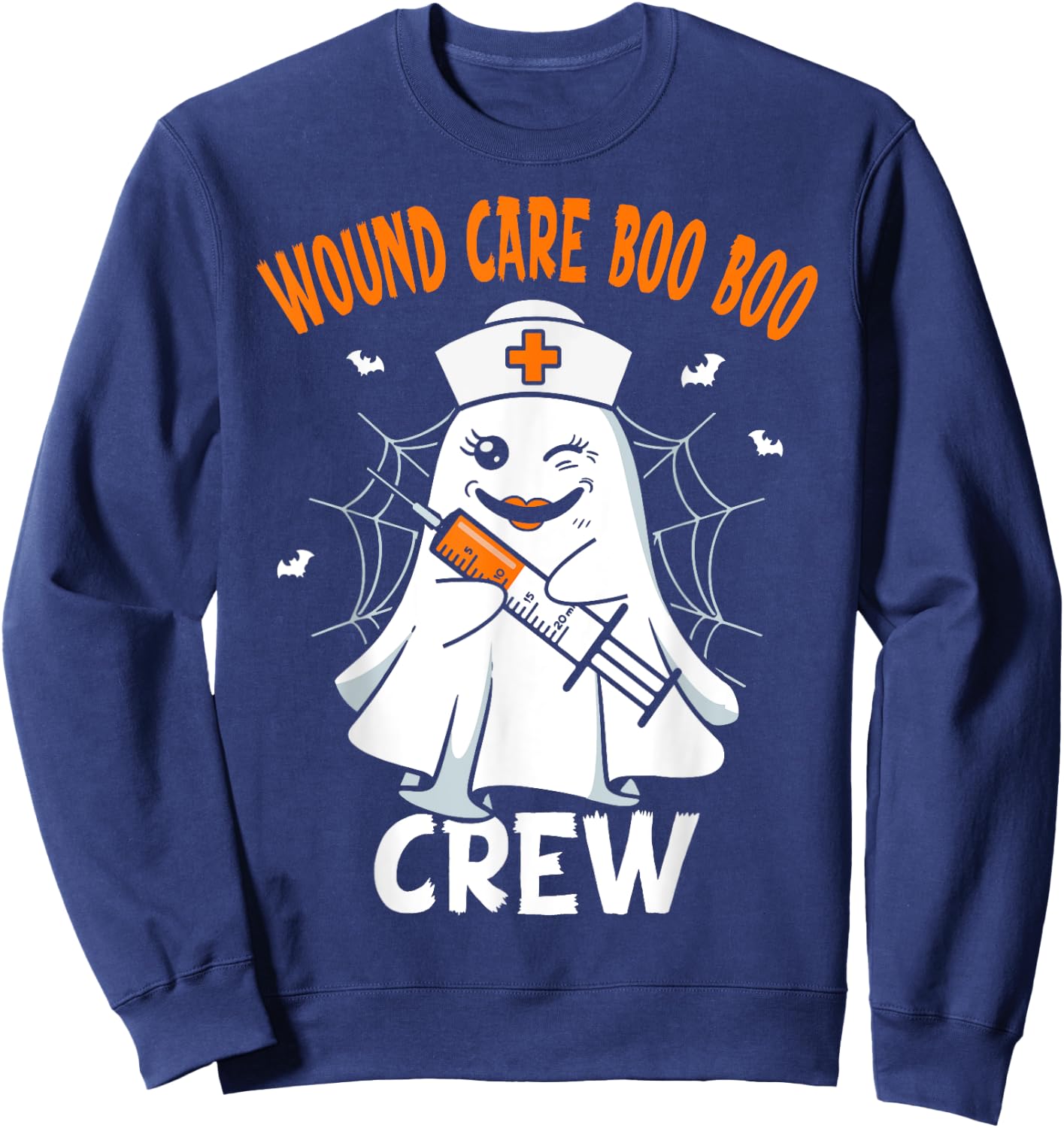 Wound Care Nurse Boo Crew Nurse Halloween Costume Sweatshirt - Sweatshirt | Navy