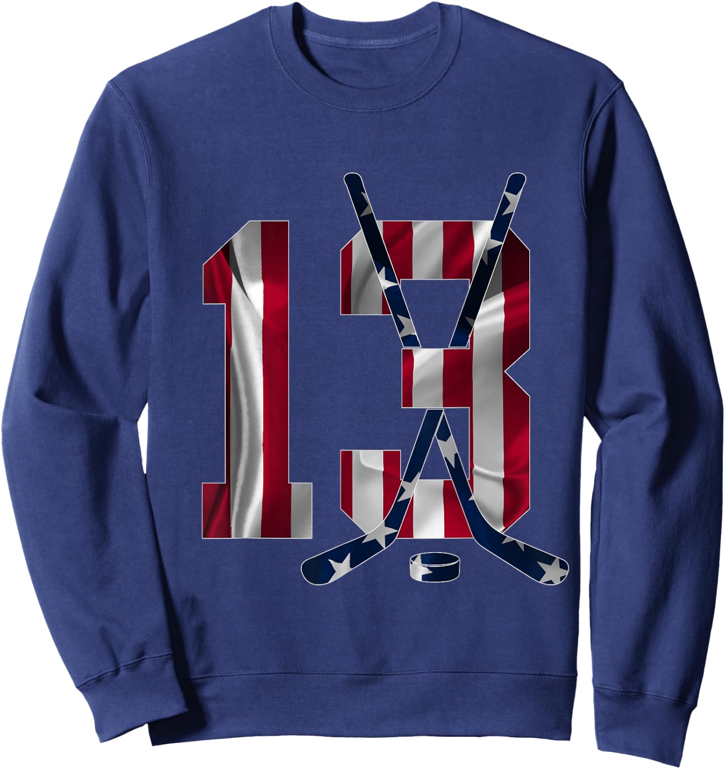 Number 13 Years Ice Hockey 13th Birthday Sweatshirt - Sweatshirt | Navy