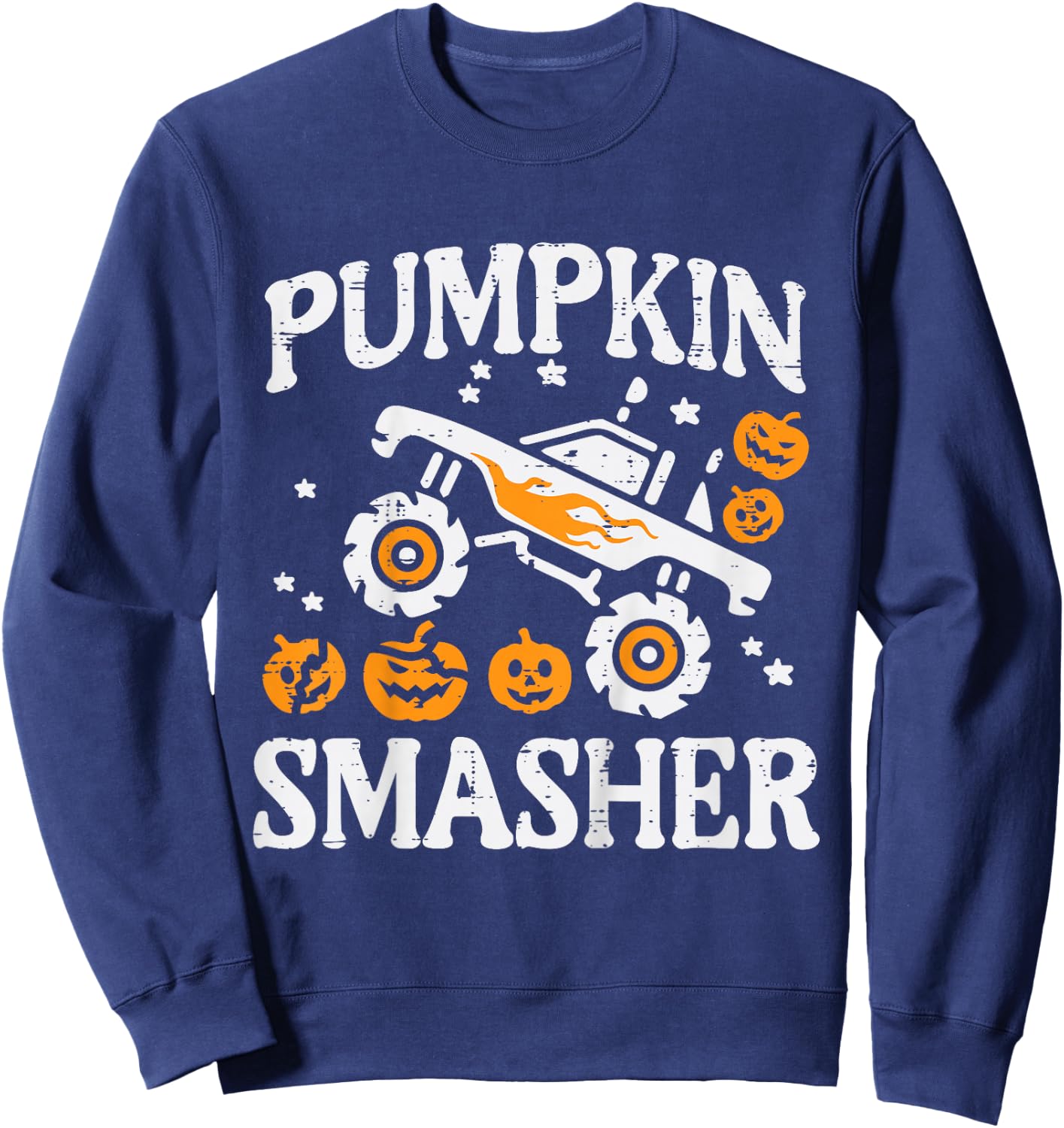 Kids Halloween Monster Truck Pumpkin Smasher Costume Toddler Boys Sweatshirt - Sweatshirt | Navy