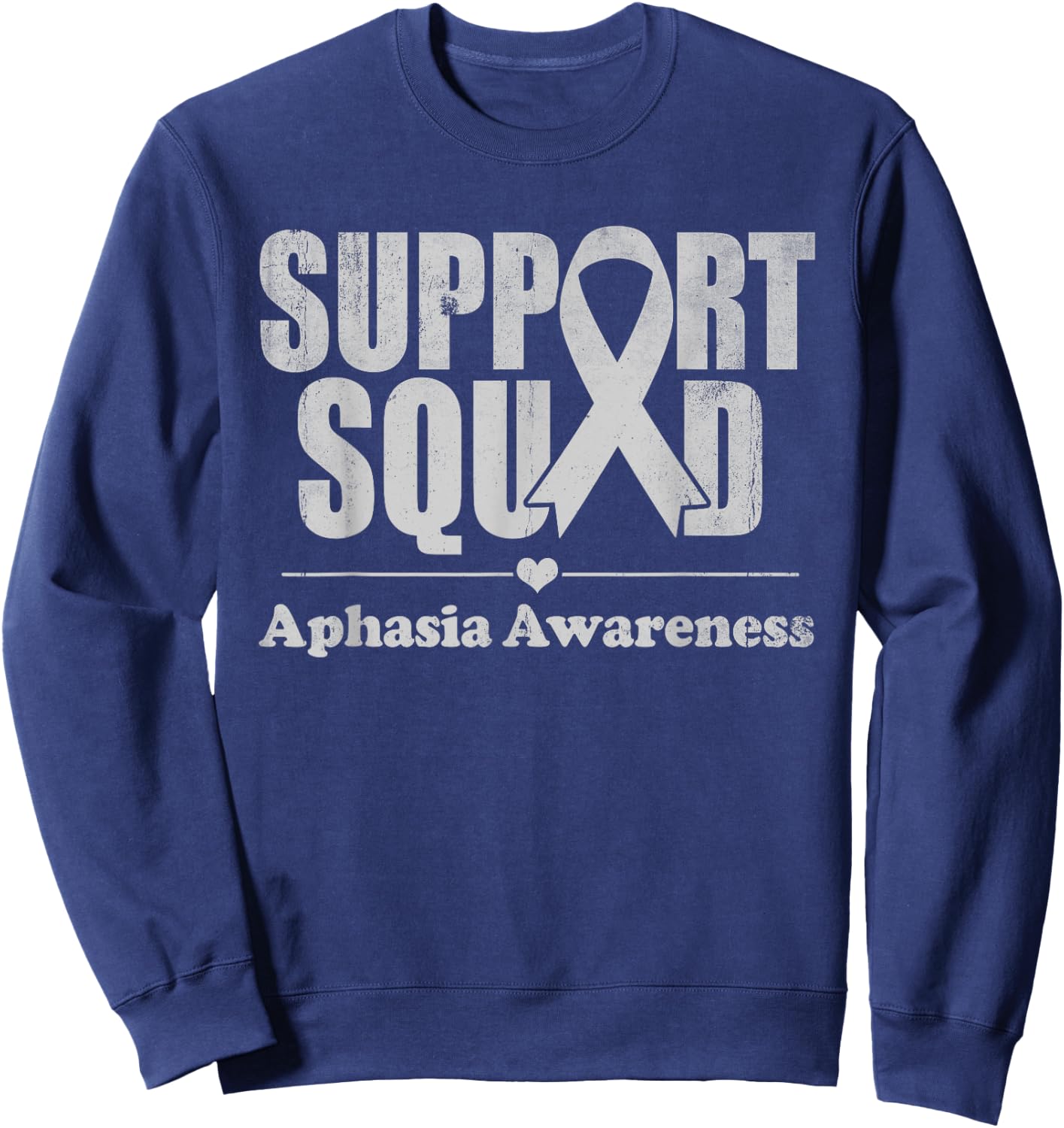 Aphasia Awareness Support Squad Gray Ribbon Support Family Sweatshirt - Sweatshirt | Navy