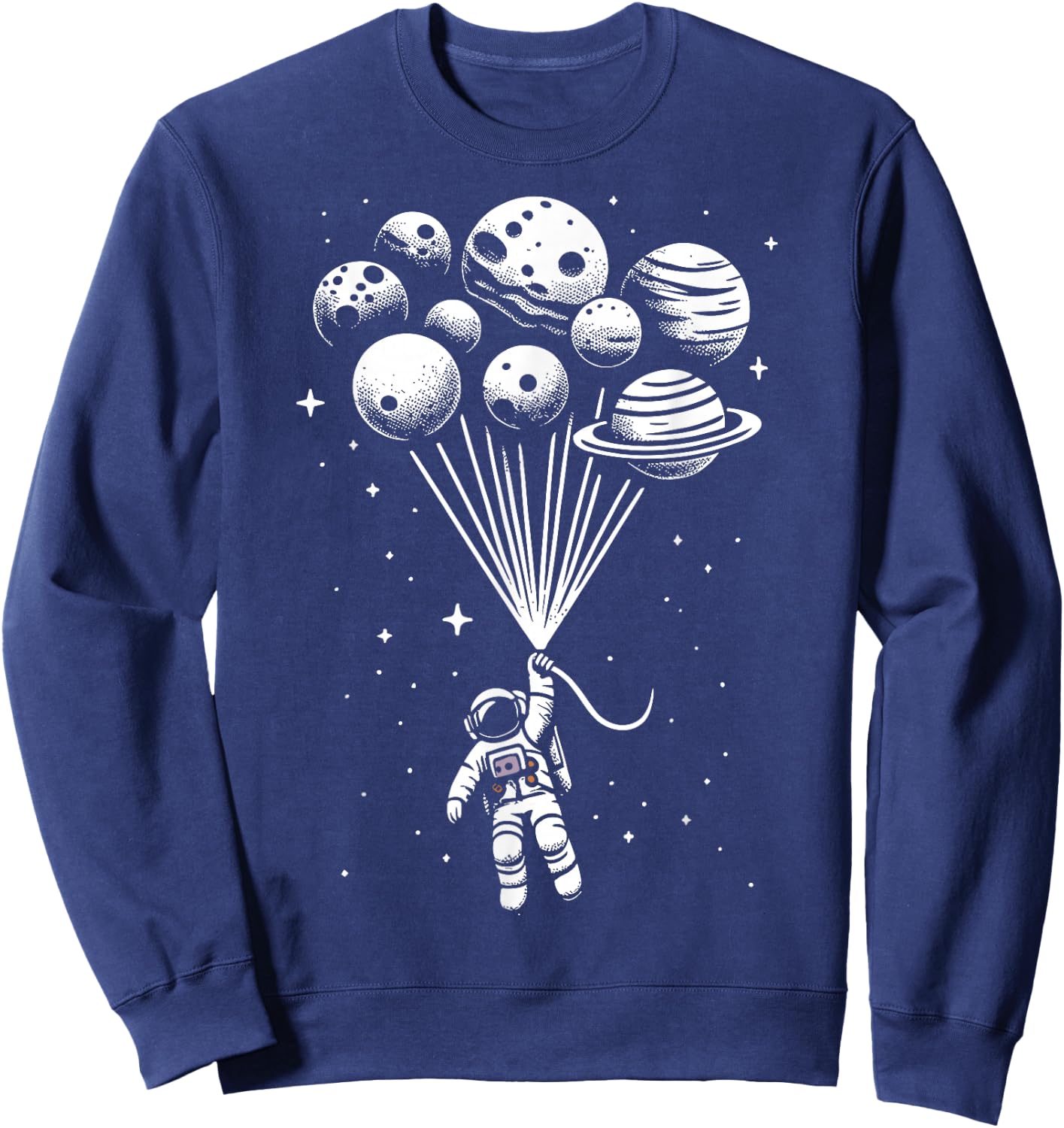 Space Astronaut Holding Planet Balloons Space Sweatshirt - Sweatshirt | Navy