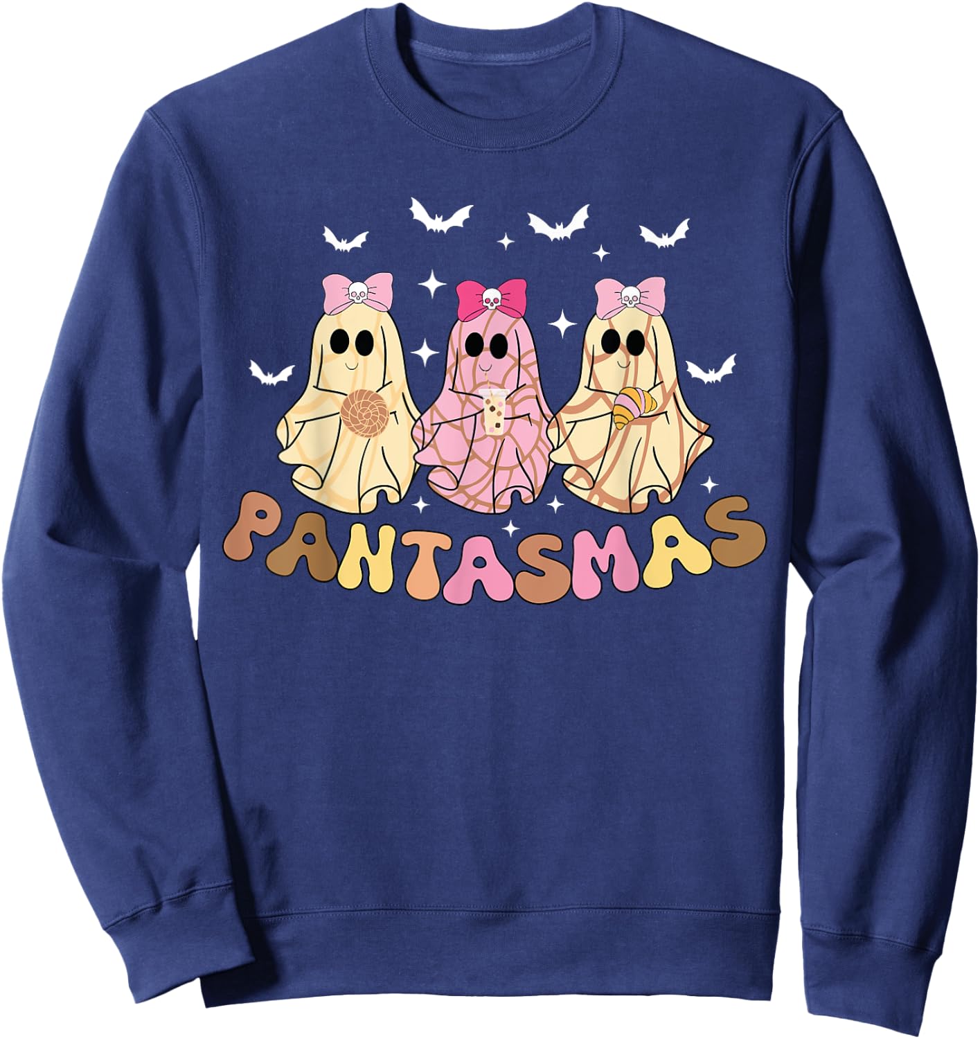 Pantasmas Funny Conchas Mexican Halloween Spooky ghosts Sweatshirt - Sweatshirt | Navy