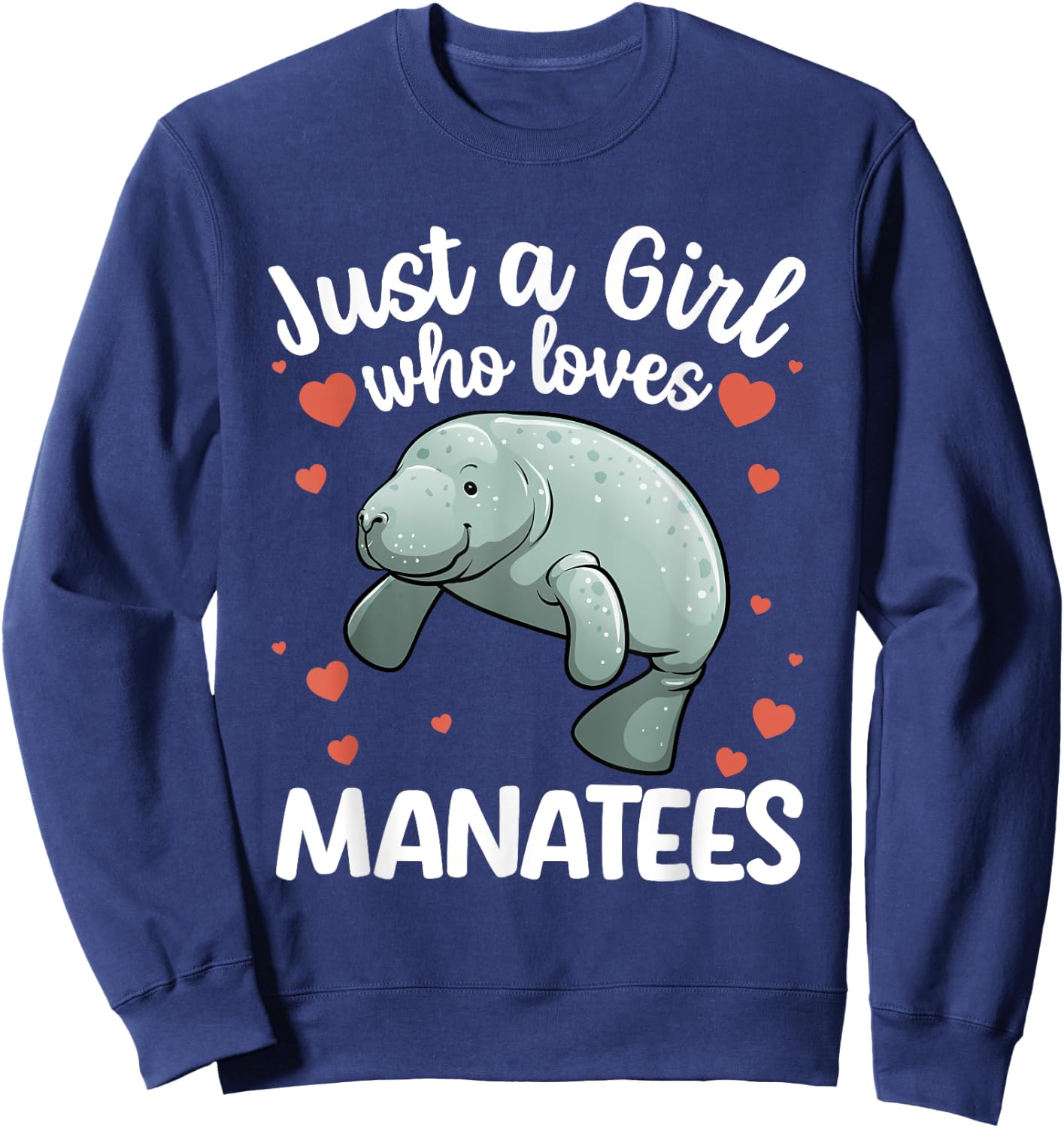 Cool Manatee Art Girls Kids Ocean Dugong Manatee Sweatshirt - Sweatshirt | Navy