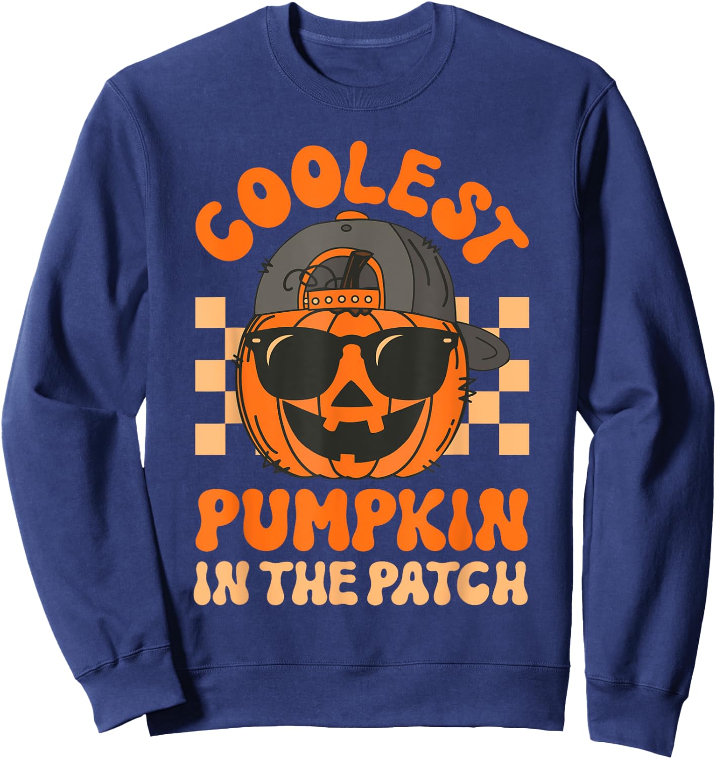 Groovy Coolest Pumpkin In The Patch Halloween For Boys Kids Sweatshirt - Sweatshirt | Navy