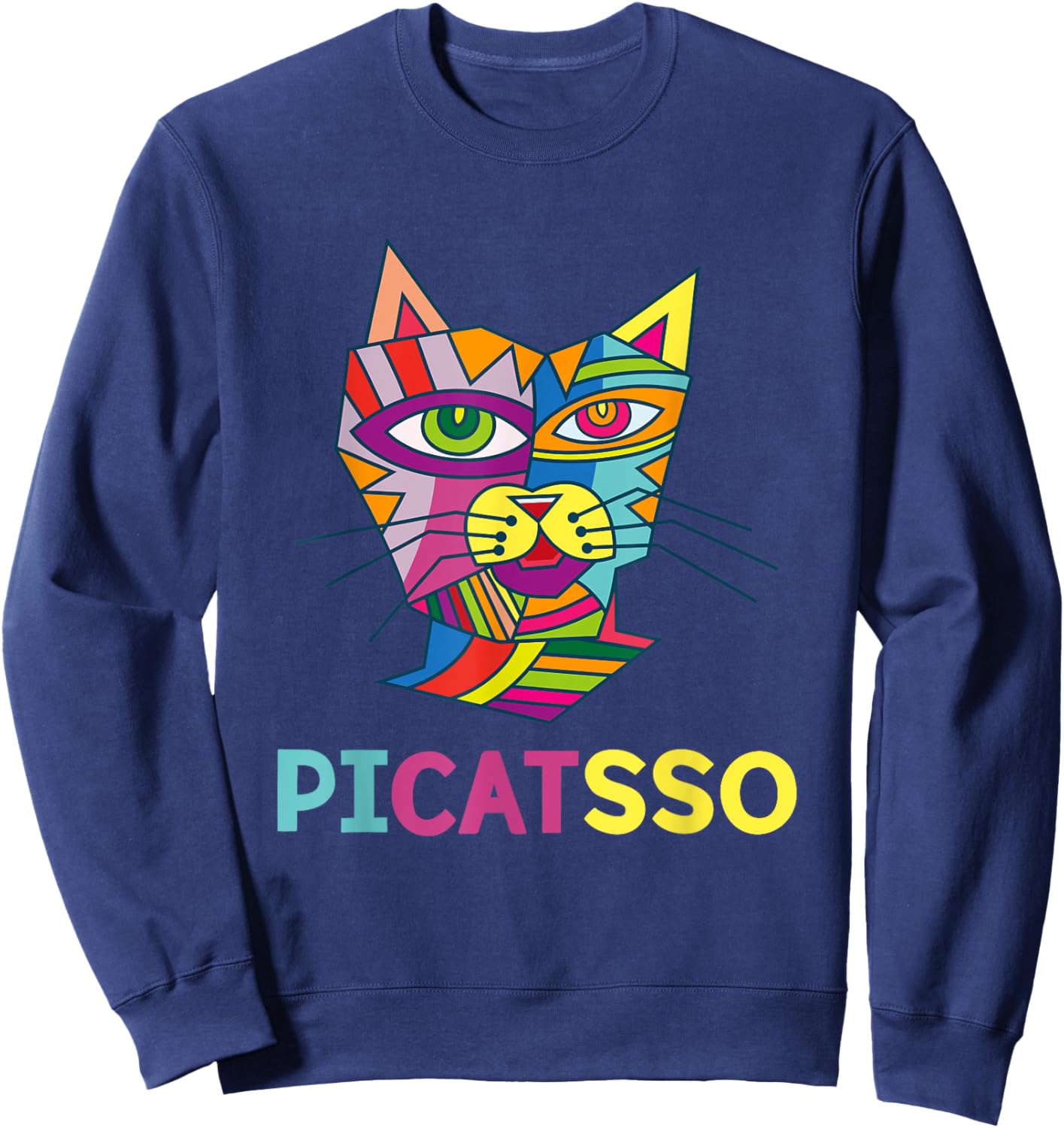 Picatsso Art Kitty | Art Teacher- Students Gift Men Women Kids Sweatshirt - Sweatshirt | Navy
