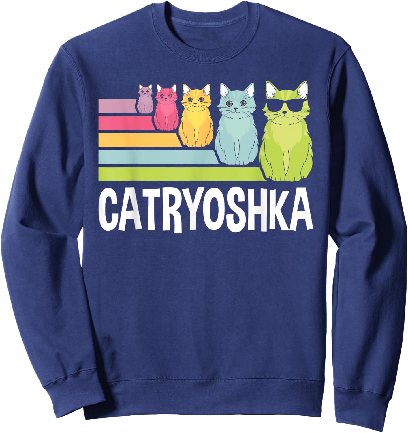 Catryoshka Cute Cats Matryoshka Russian Nesting Doll Sweatshirt - Sweatshirt | Navy