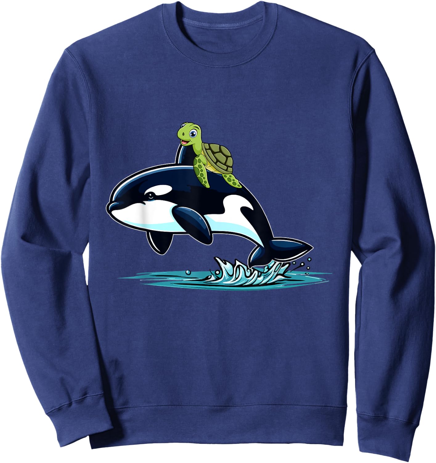 Turtle Riding Orca Costume Sea Animal Lover Kids Toddler Sweatshirt - Sweatshirt | Navy