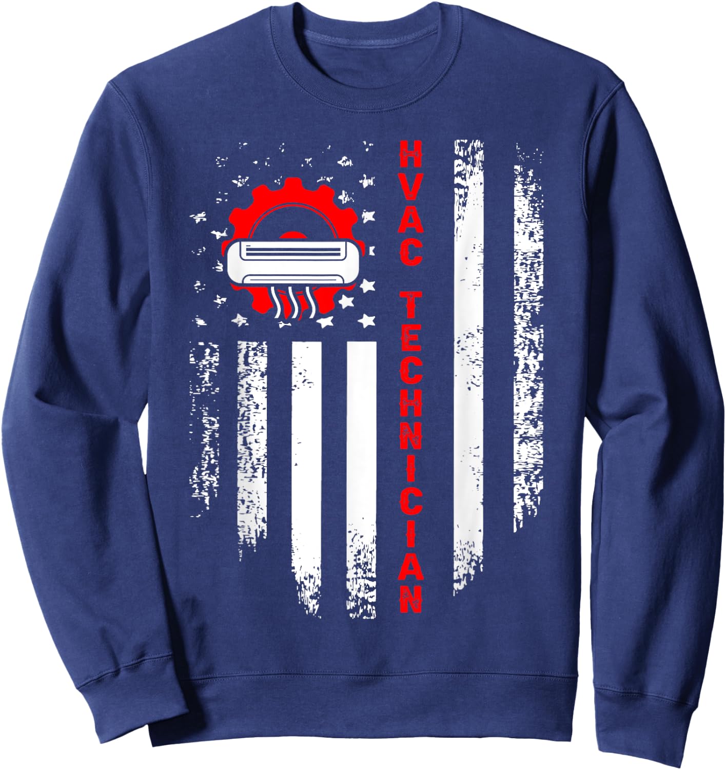 HVAC Technician USA Flag Mechanic Repairman Sweatshirt - Sweatshirt | Navy