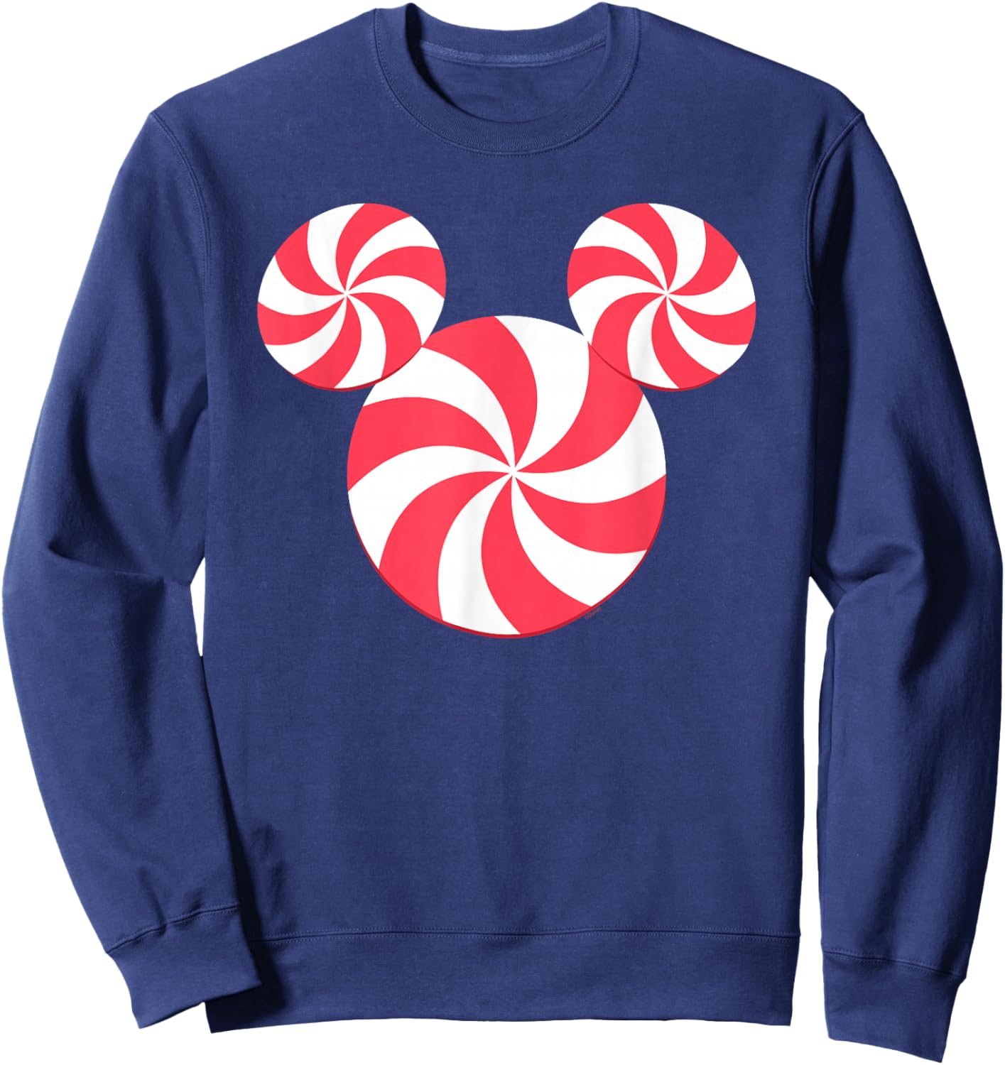 Disney Mickey Mouse Icon Christmas Peppermint Candy Holiday Sweatshirt - Sweatshirt | Navy
