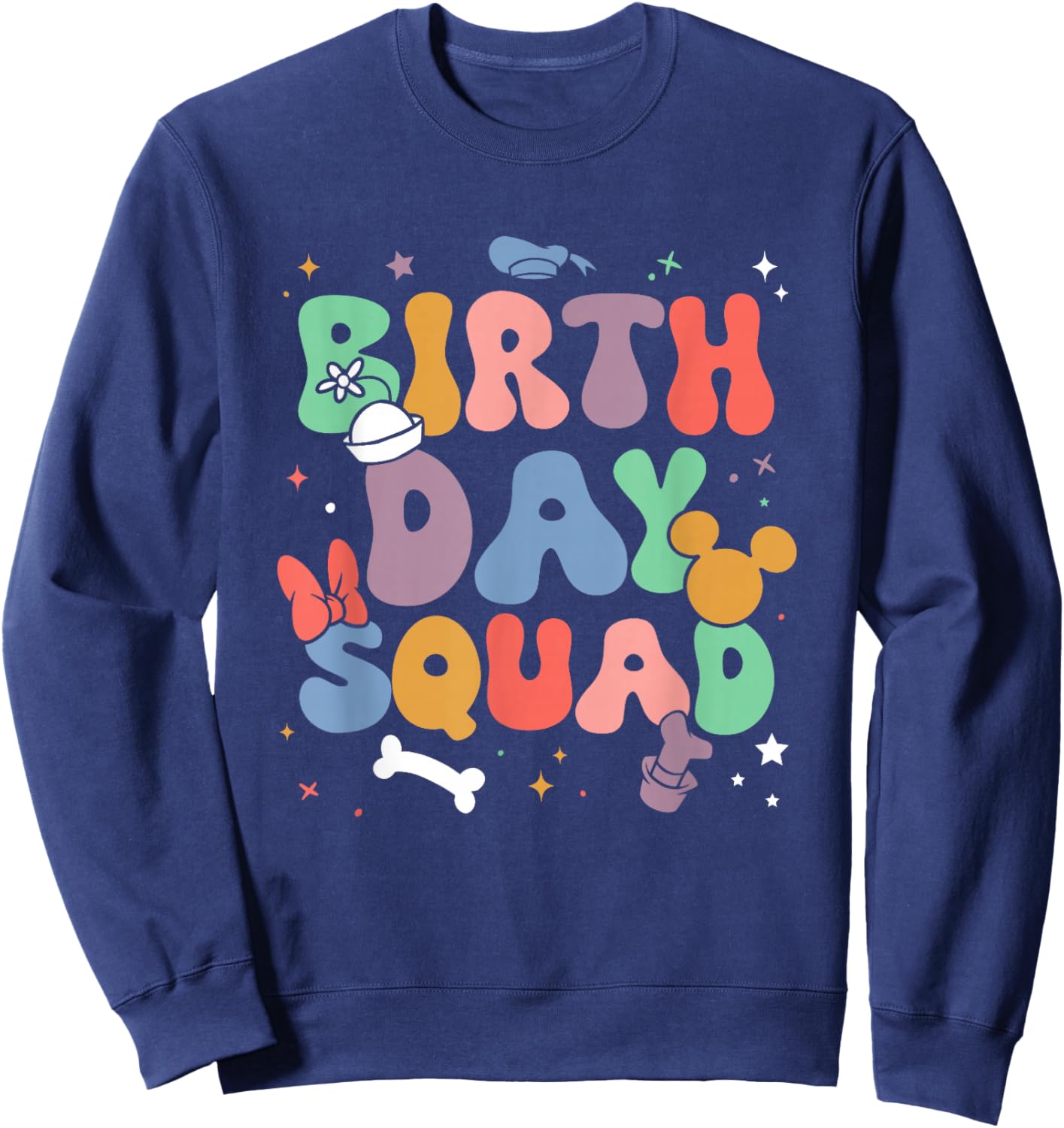 Disney Mickey and Friends Birthday Squad Vintage Logo Sweatshirt - Sweatshirt | Navy