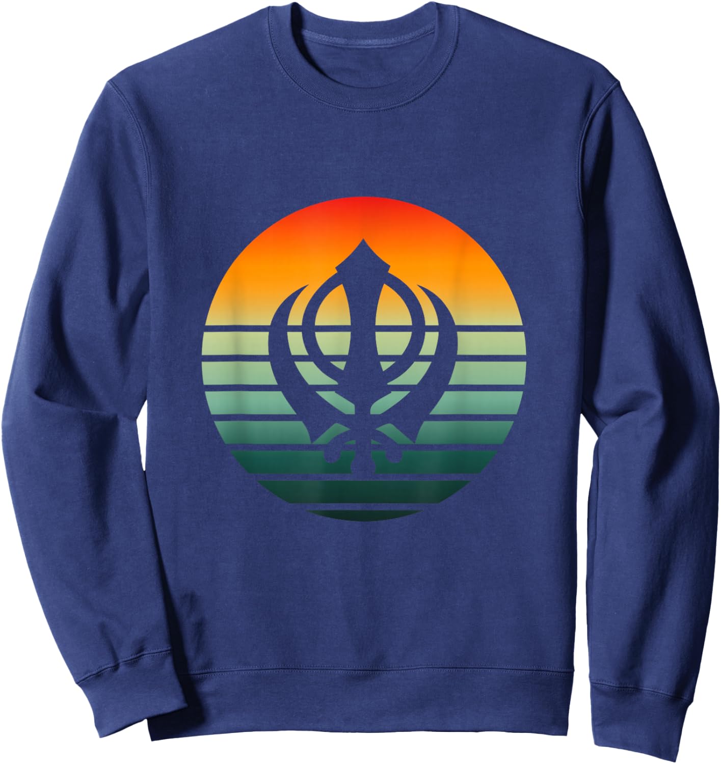 Retro Vintage Singh Khanda Punjabi Sikh Khanda Sweatshirt - Sweatshirt | Navy