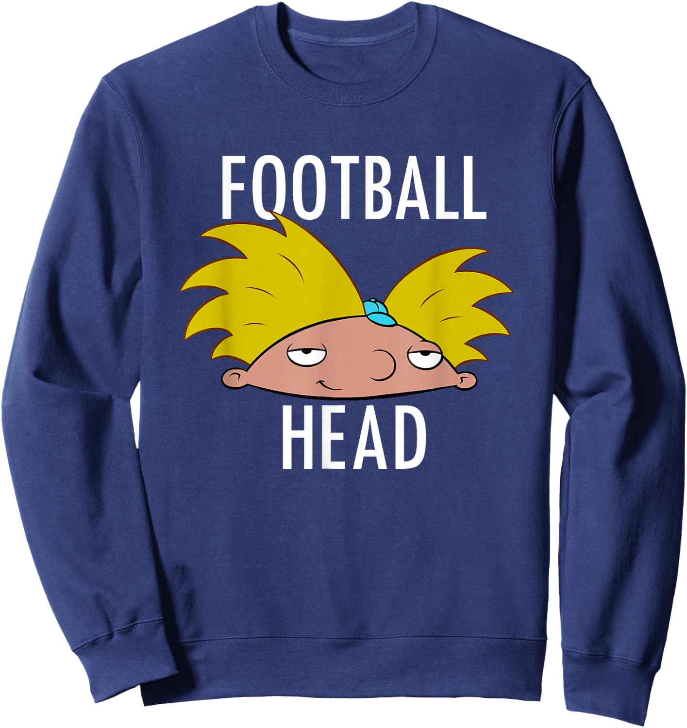 Hey Arnold! Iconic Arnold Football Head Big Chest Portrait Sweatshirt - Sweatshirt | Navy