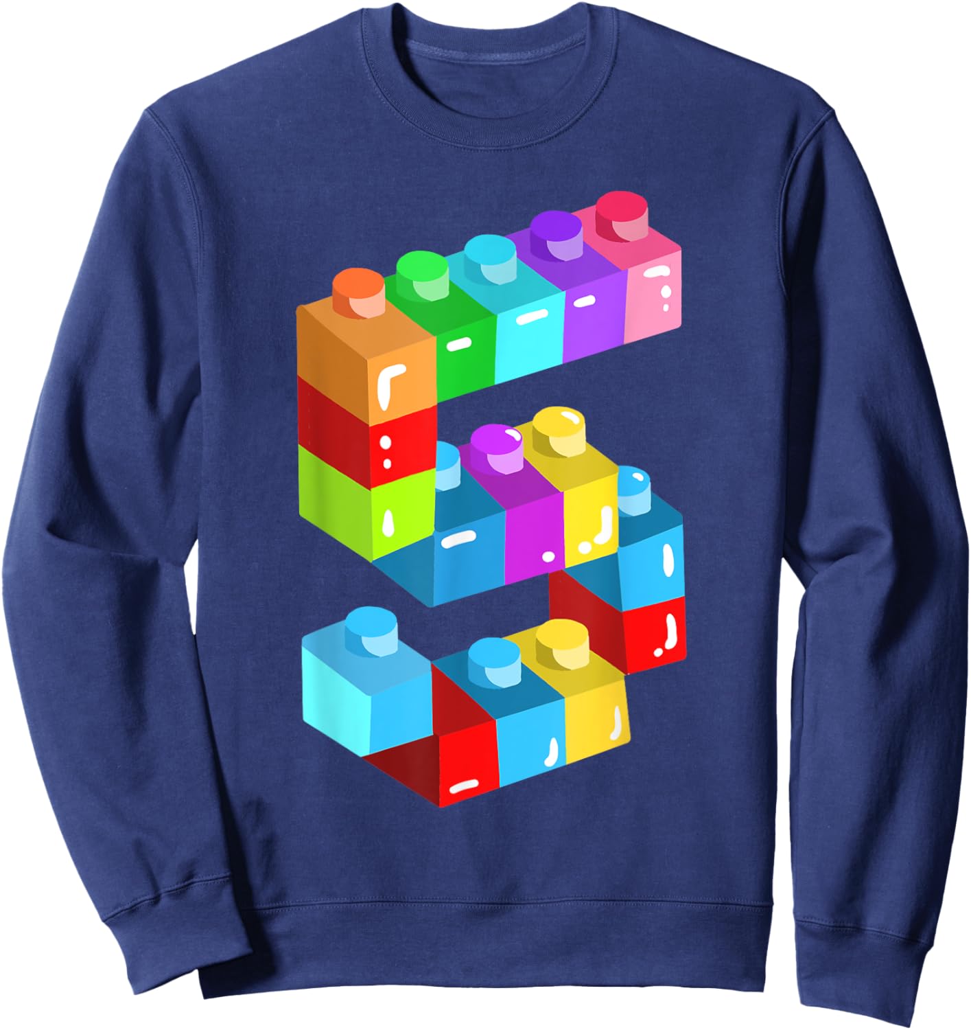 Kids Building Blocks Bricks 5 Years Old 5th Birthday Boys Sweatshirt - Sweatshirt | Navy