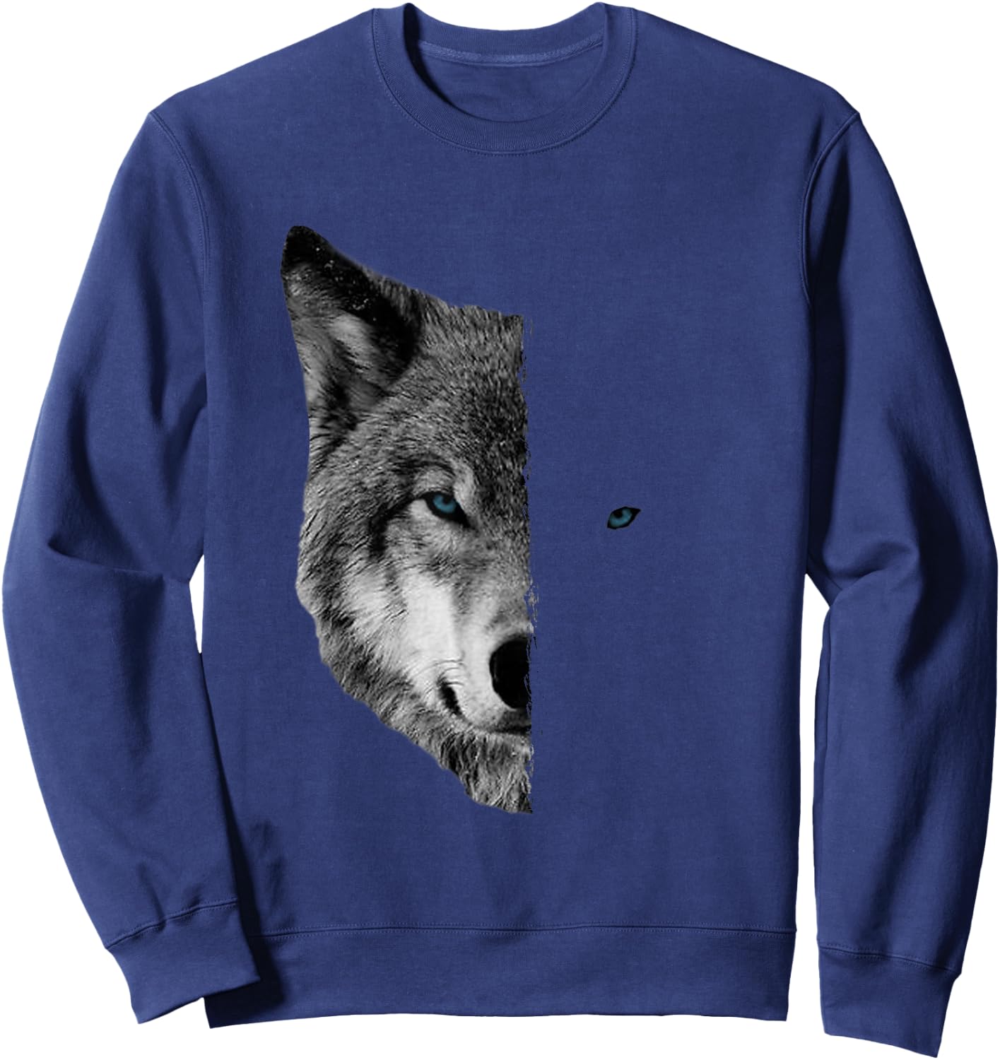 Wolf - Split Face Wolf Shirts Magical Wolves Sweatshirt - Sweatshirt | Navy