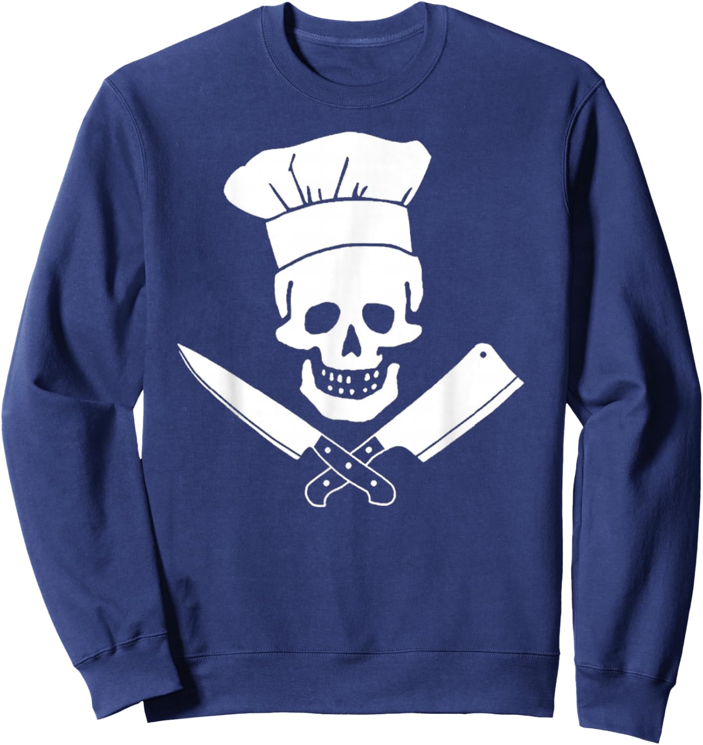 Chef Skull Funny Kitchen Pirate Culinary Cook Sweatshirt - Sweatshirt | Navy