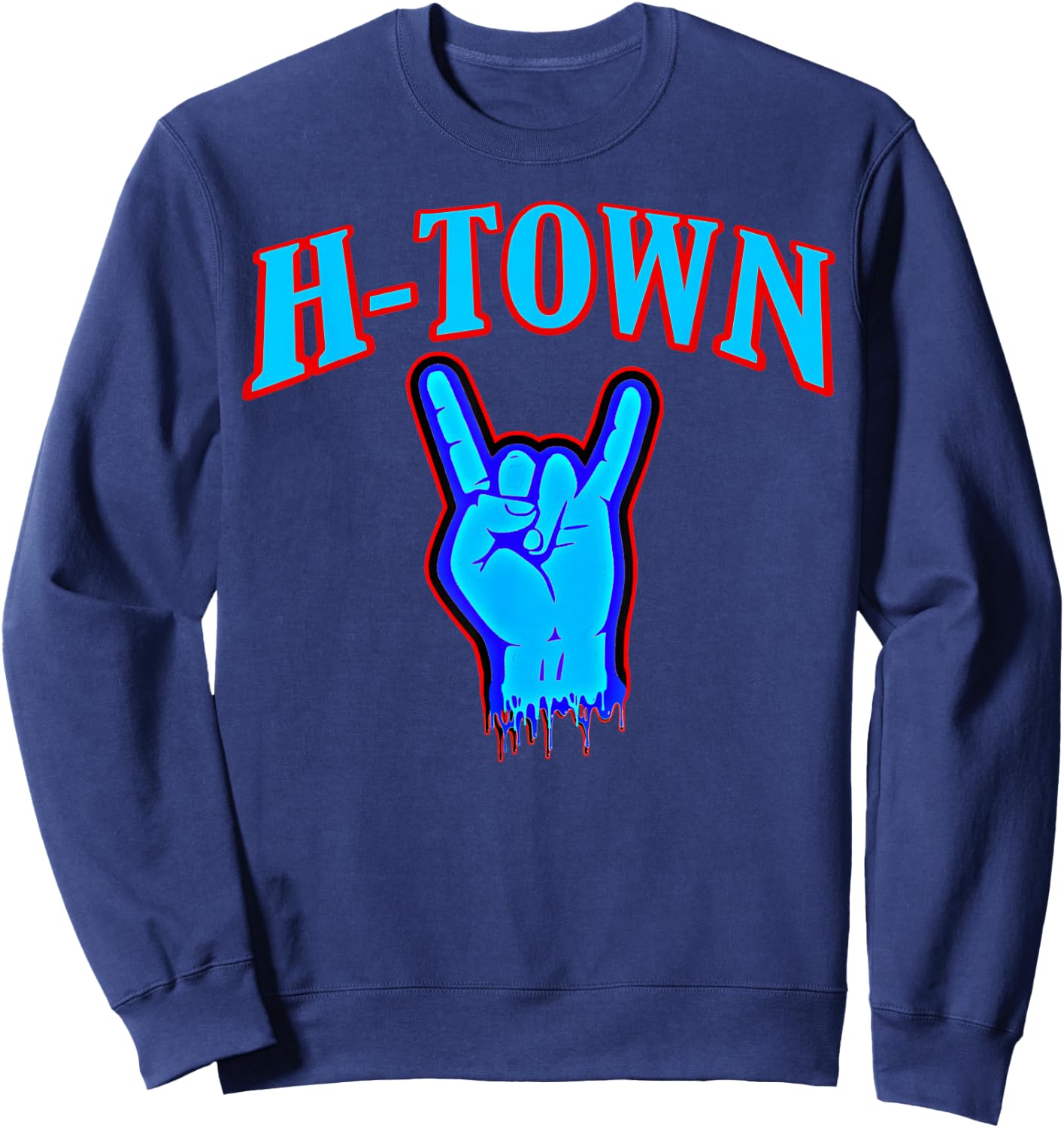 Classic Houston H-Town Hand Sign for Sport Fans of Houston Sweatshirt - Sweatshirt | Navy
