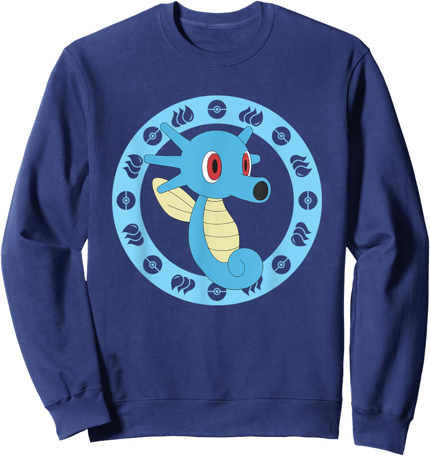 Pokémon Horsea Water Themed Cute Portrait Sweatshirt - Sweatshirt | Navy
