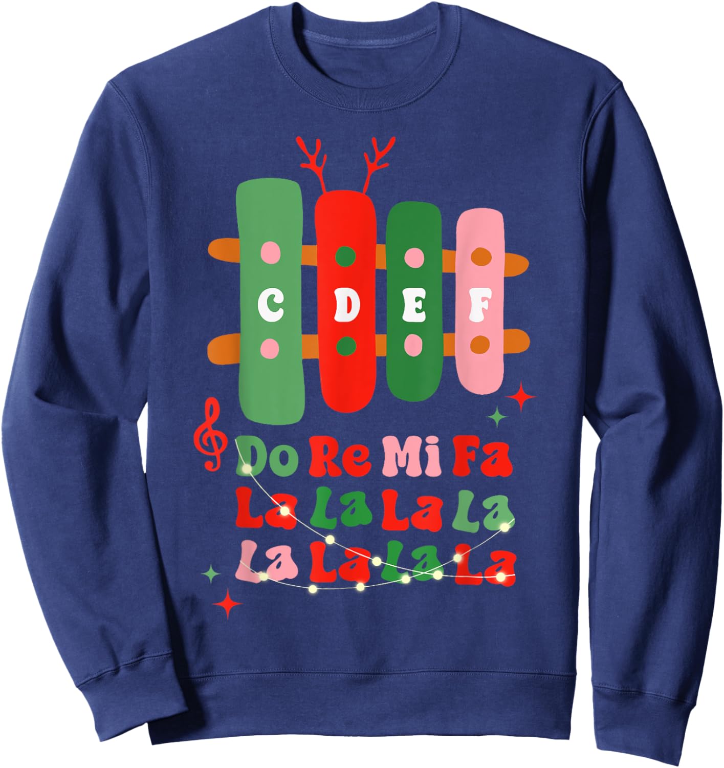 Groovy CDEF Do Re Mi Fa La La La La Music Teacher Christmas Sweatshirt - Sweatshirt | Navy