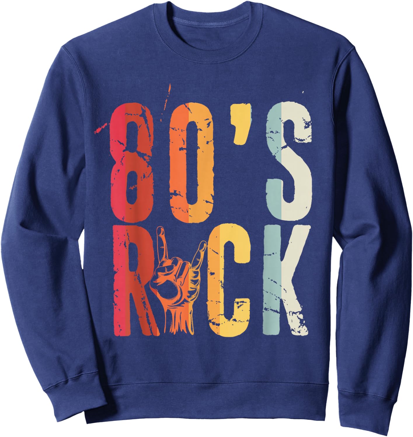 80s Rock Retro Vintage 80s Rock Fan Sweatshirt - Sweatshirt | Navy