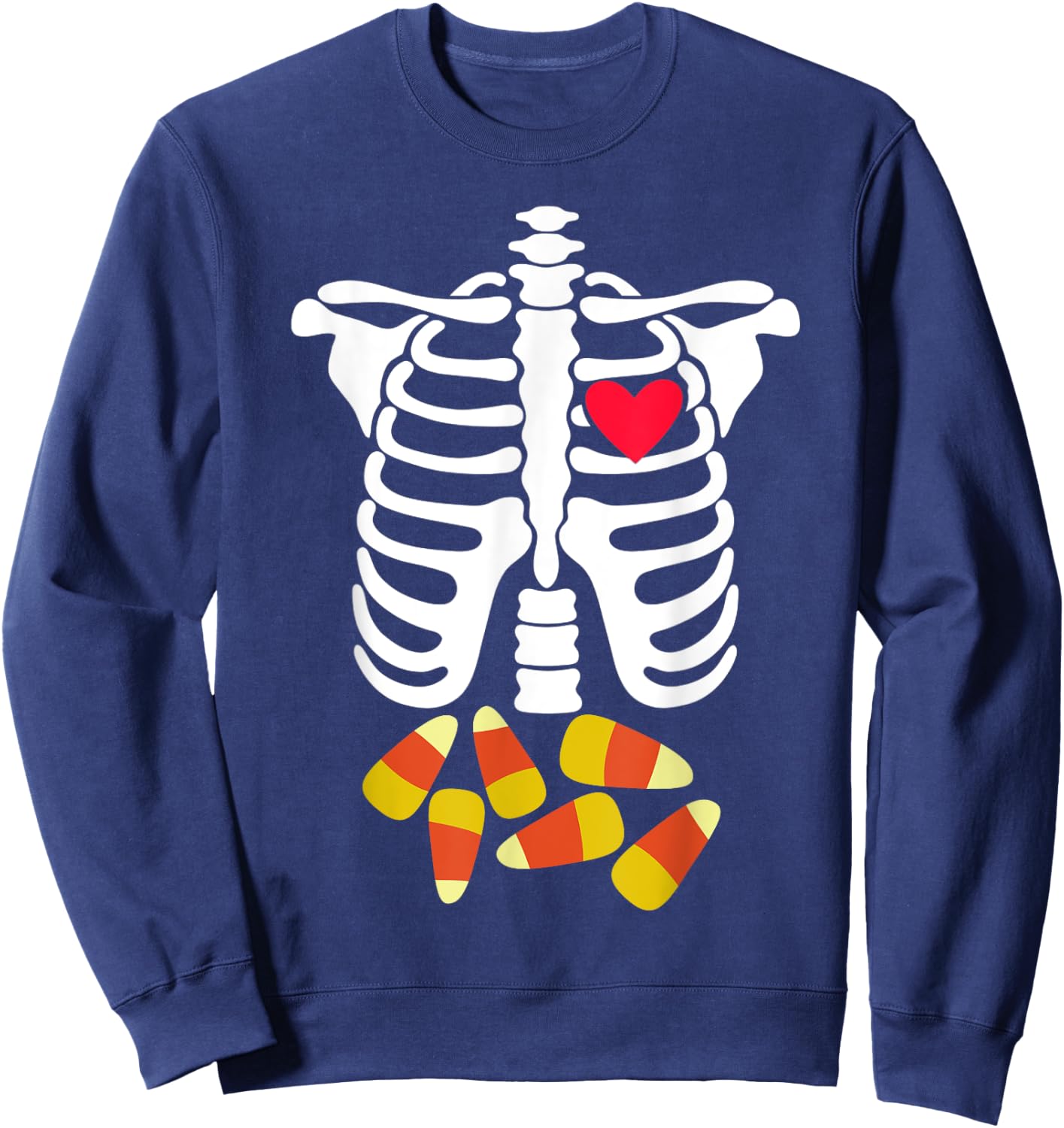 Funny Xray Halloween Costume Rib Cage Skeleton Candy Corn Sweatshirt - Sweatshirt | Navy