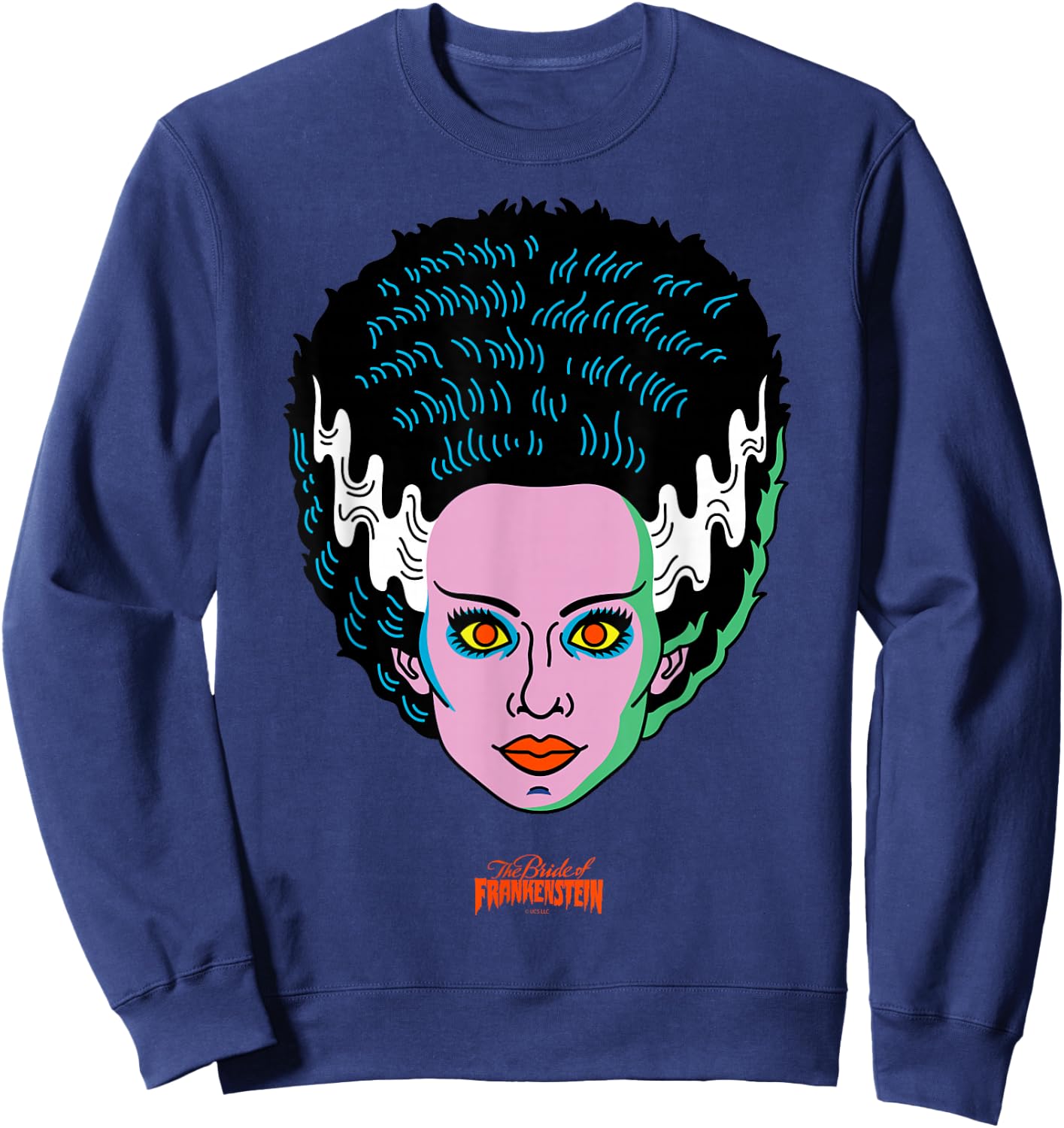 Universal Monsters Bride of Frankenstein Retro Big Face Sweatshirt - Sweatshirt | Navy