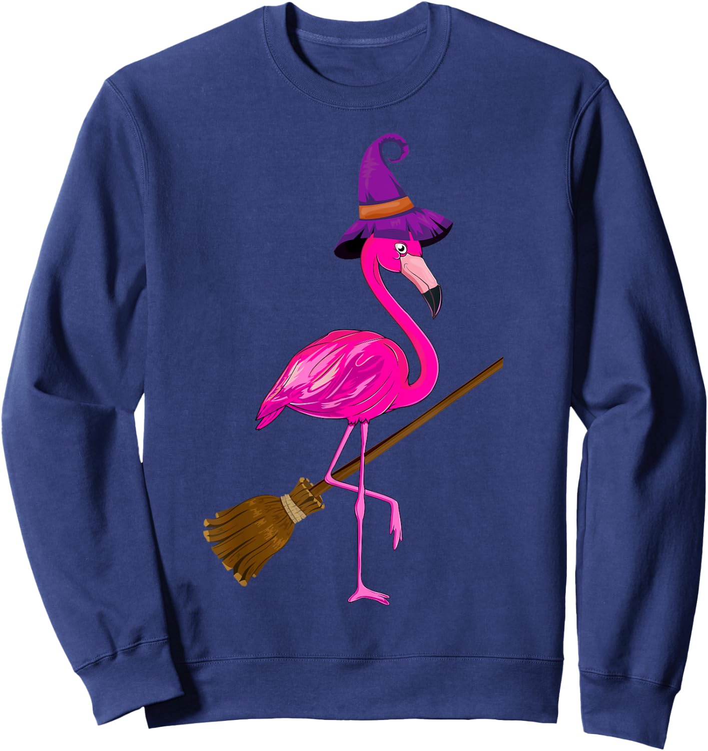 Happy Halloween Pumpkin Flamingo - Flamingo Lover Halloween Sweatshirt - Sweatshirt | Navy