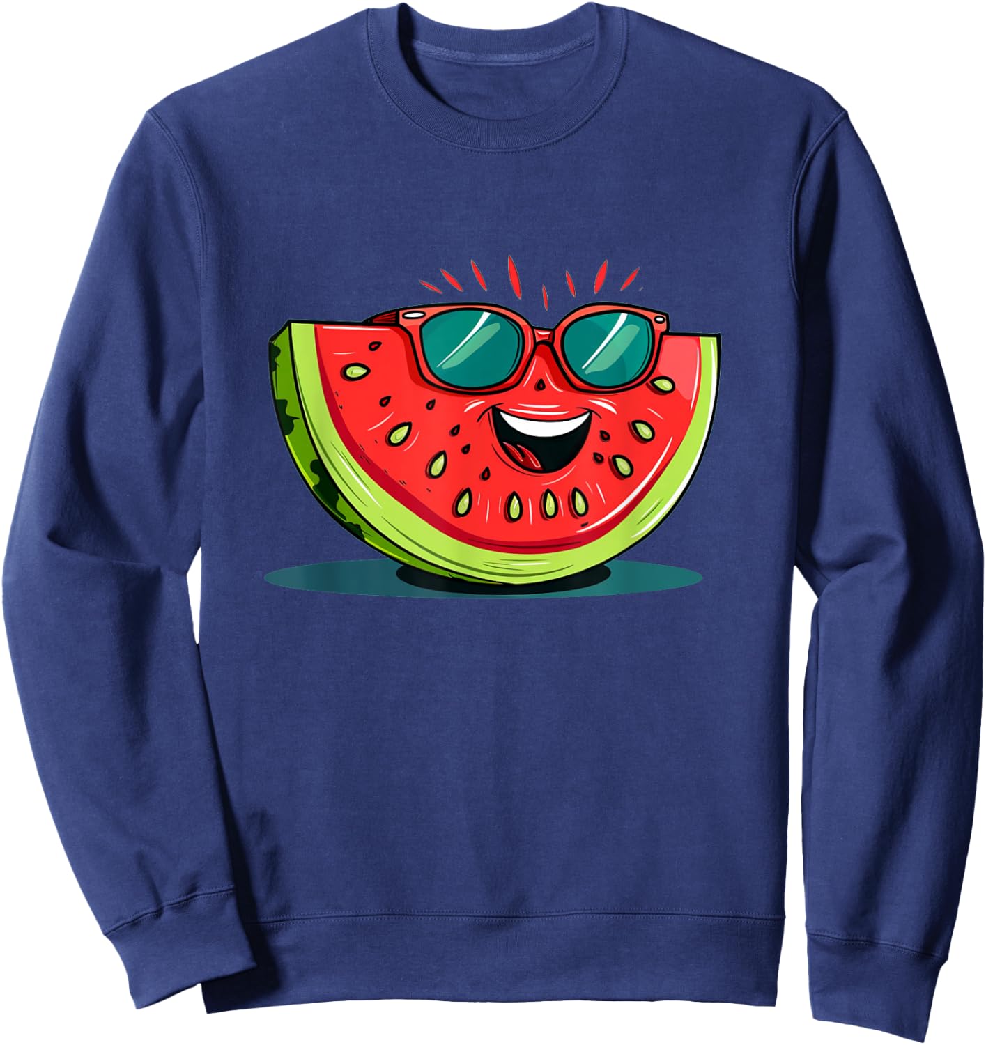 Awesome Watermelon Face with Sunglasses for Summer Fruits Women Girls Kids Sweatshirt - Sweatshirt | Navy