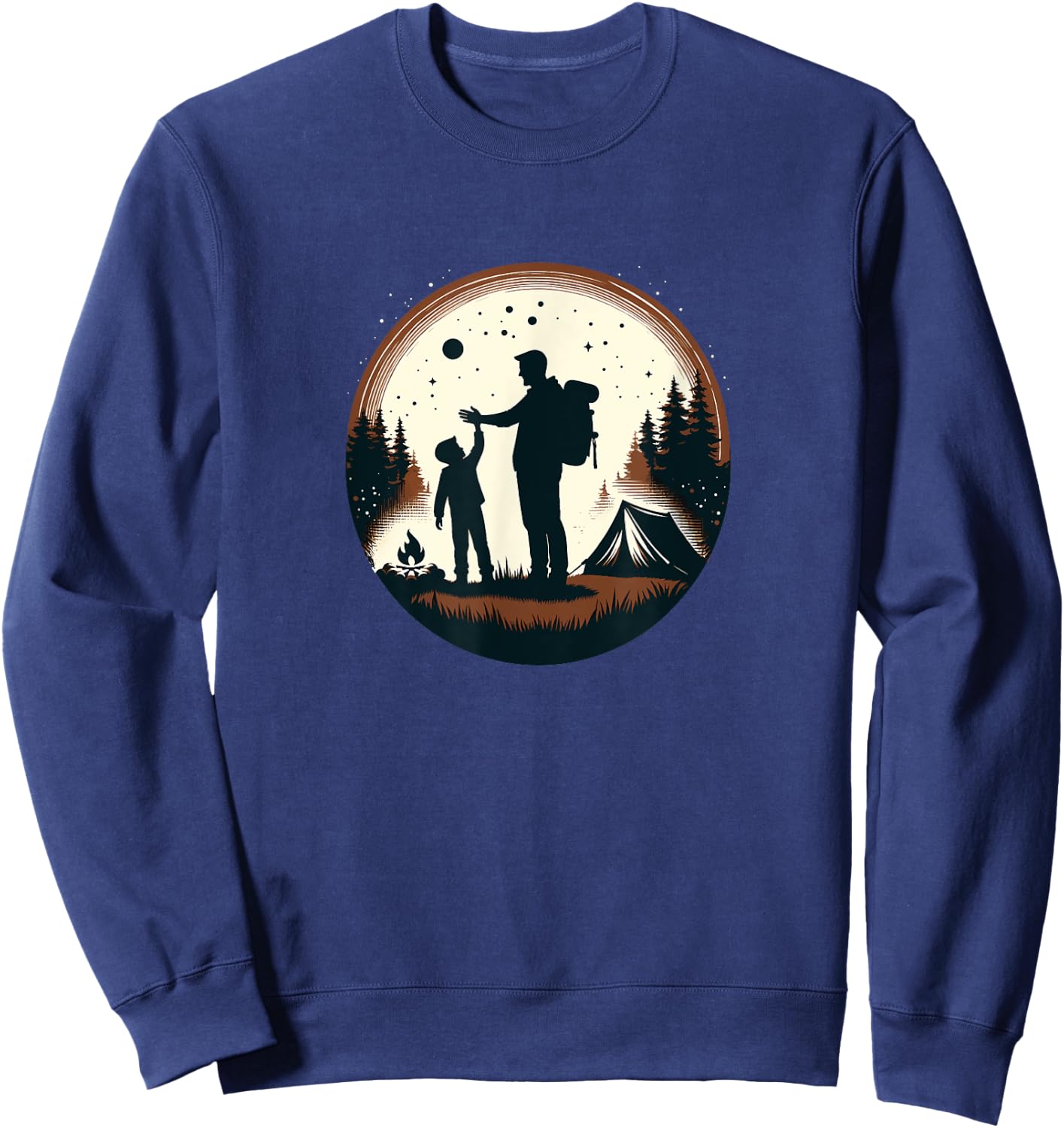 father son hiking mountain Camping Buddies son dad camp Sweatshirt - Sweatshirt | Navy