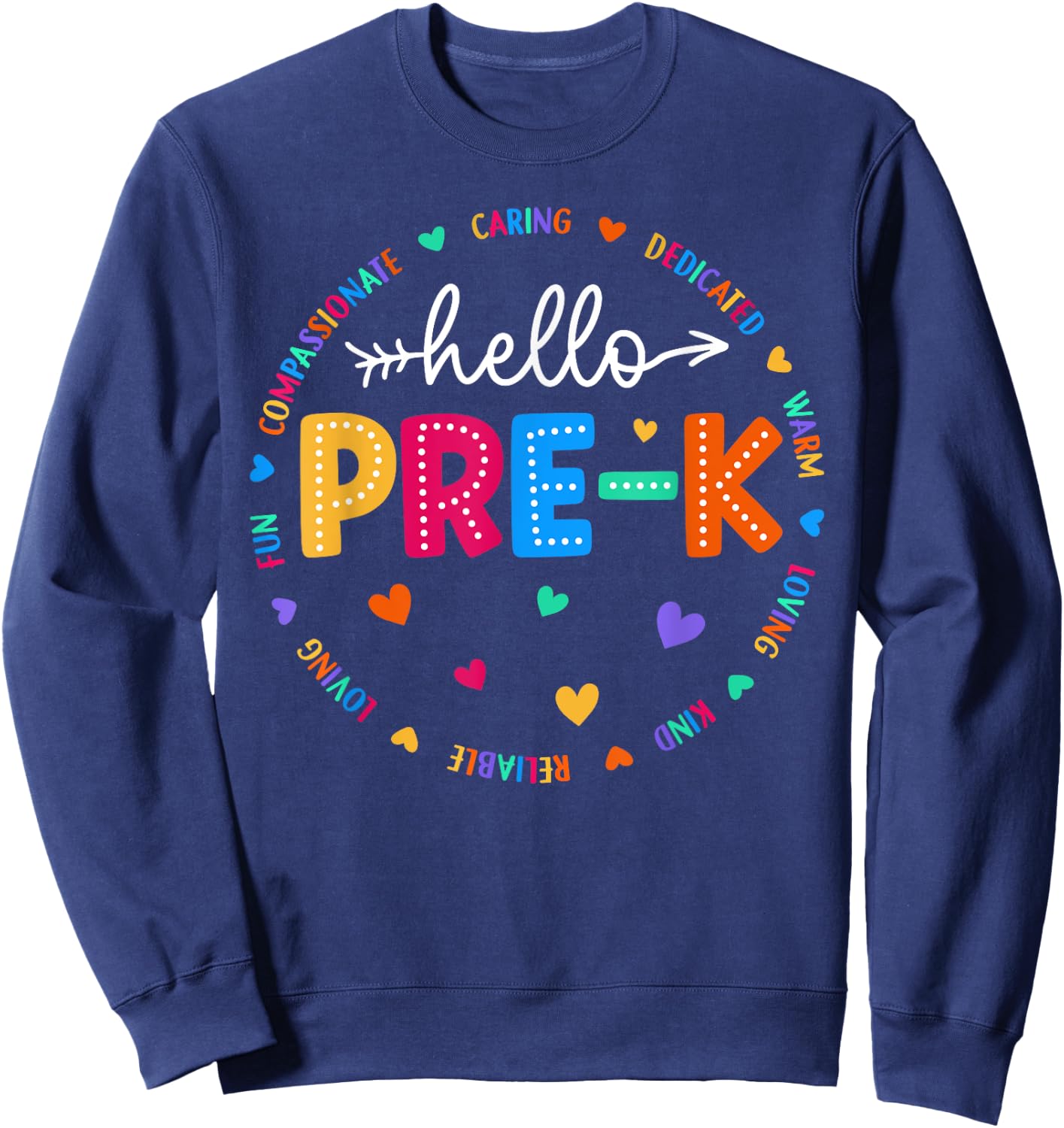 Pre-K Hello Back To School Pre-K Teacher Student First Day Women Girls Kids Sweatshirt - Sweatshirt | Navy