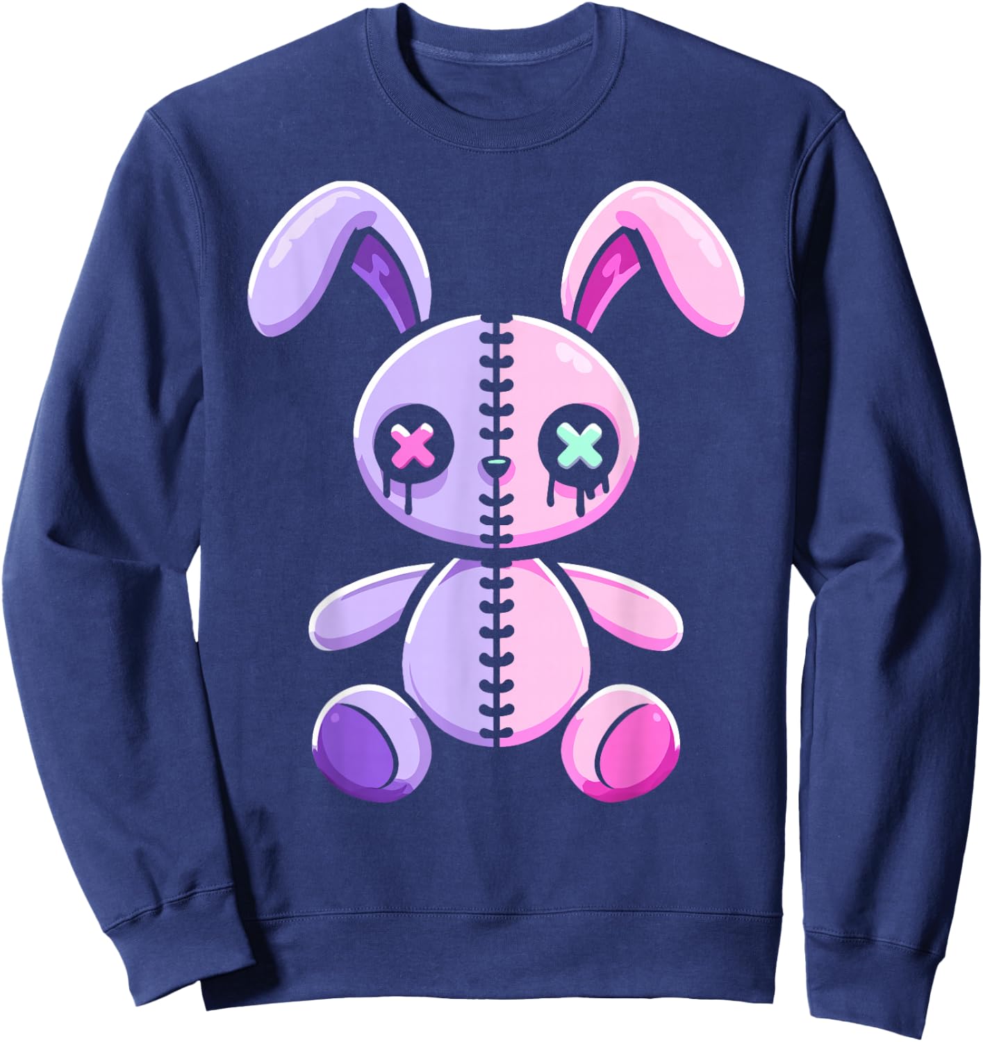 Pastel Goth Bunny Rabbit Cute Gothic Menhera Kawaii Pink Alt Sweatshirt - Sweatshirt | Navy