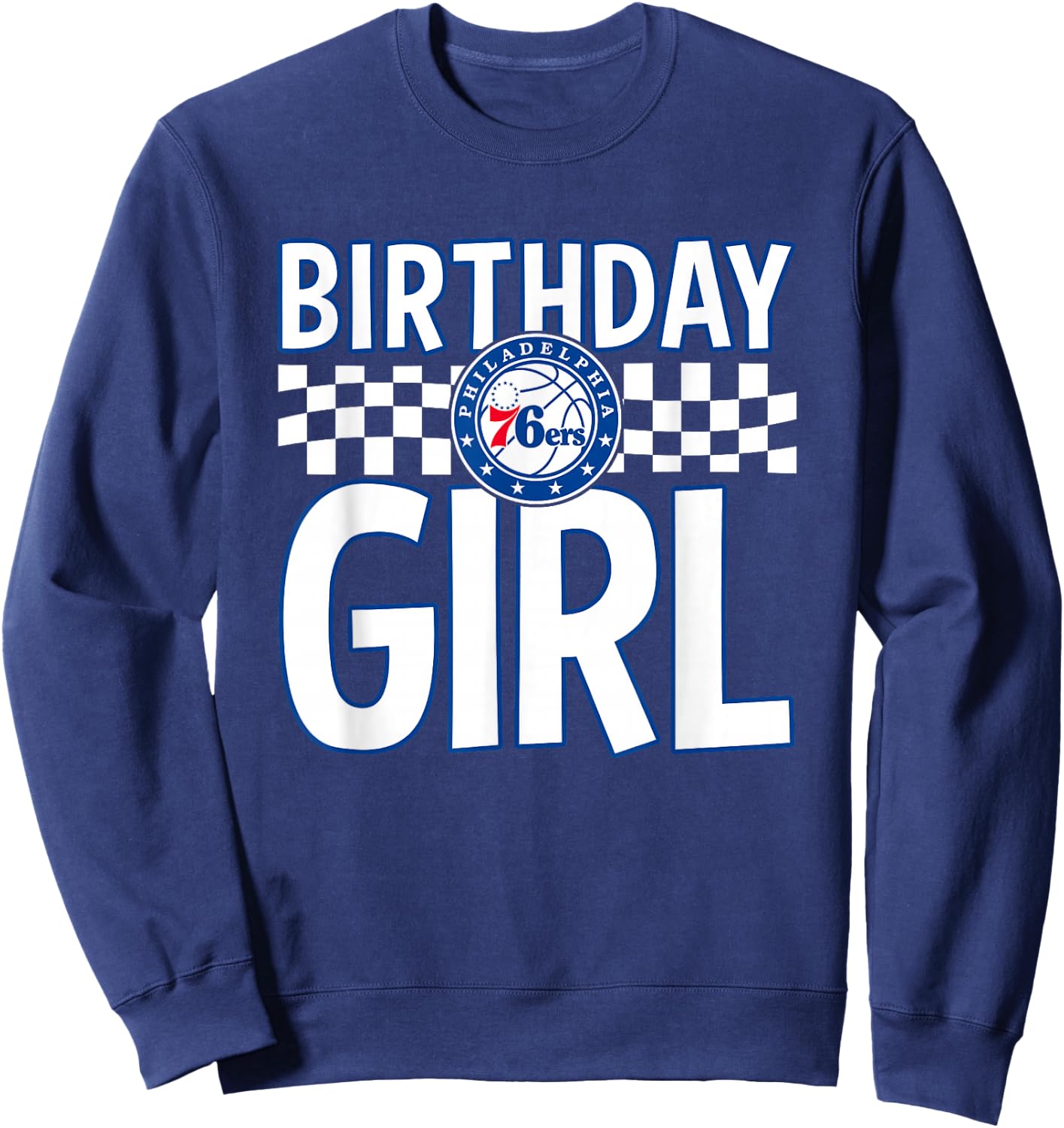 NBA Philadelphia 76ers Birthday Girl Checkered Logo Sweatshirt - Sweatshirt | Navy