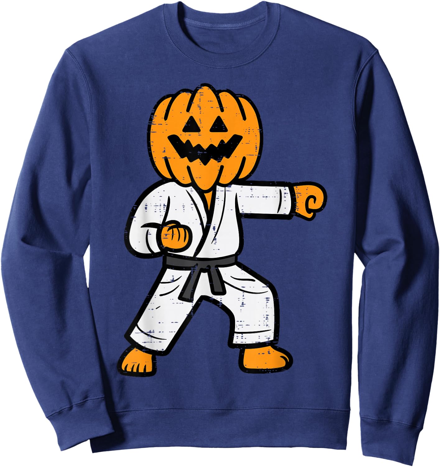 Halloween Karate Pumpkin Martial Arts Costume Men Boys Kids Sweatshirt - Sweatshirt | Navy