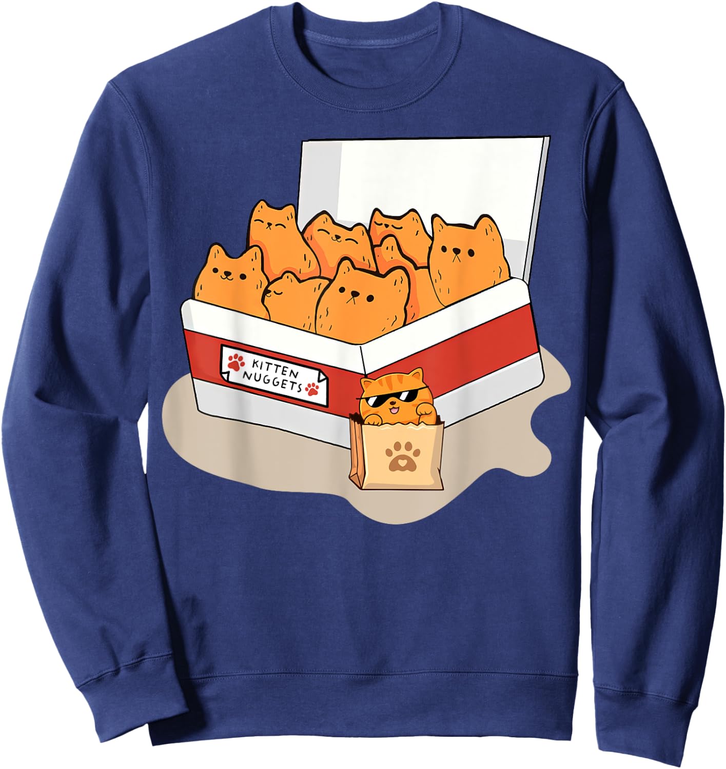 Kitten Nuggets Food Pun Gifts , Women, Kid, Cat Lover Sweatshirt - Sweatshirt | Navy
