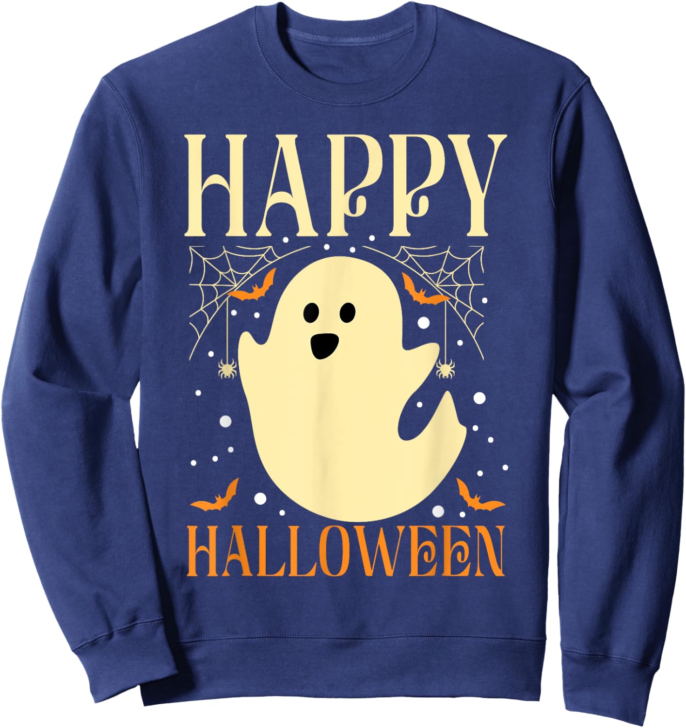 Happy Halloween Ghost Cute Spooky Boo Adults Kids Sweatshirt - Sweatshirt | Navy