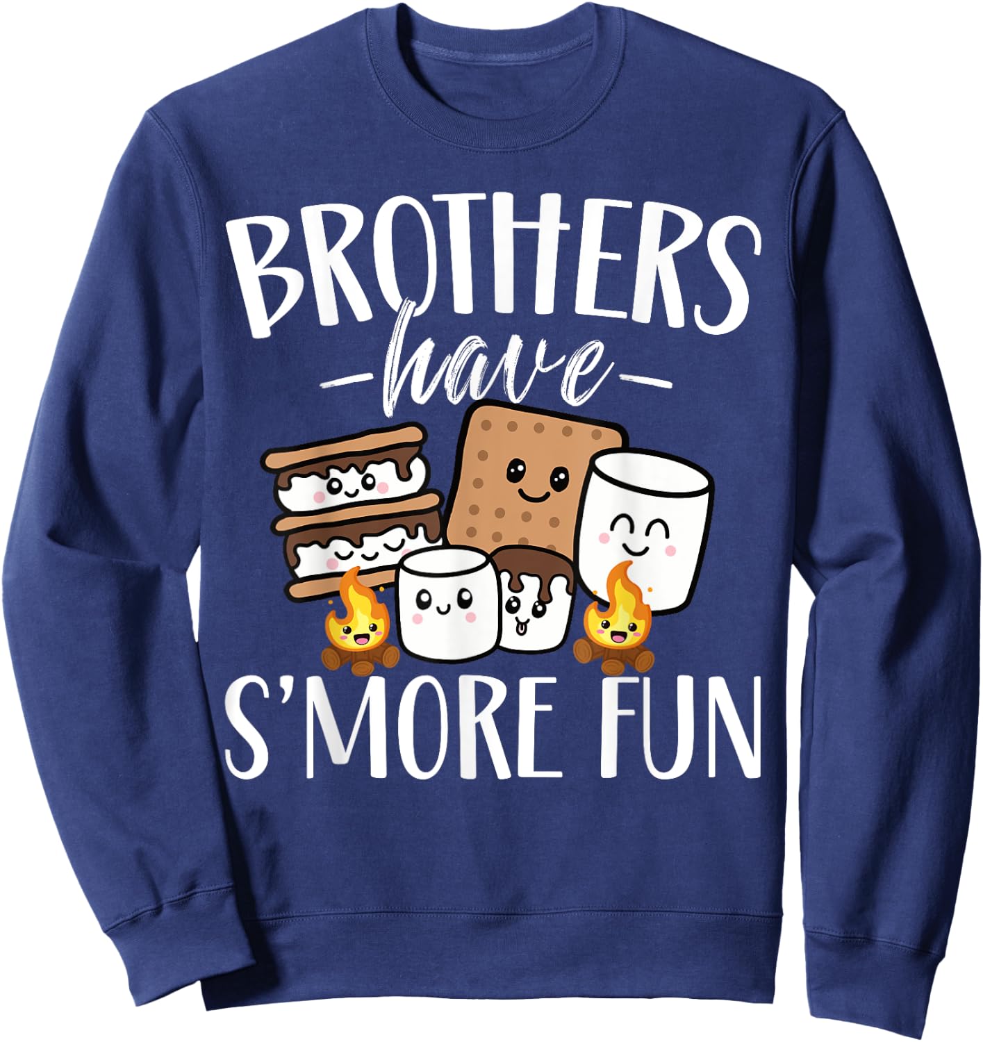 Brothers Have Smore Fun Funny Kawaii Smores Camping kids Sweatshirt - Sweatshirt | Navy