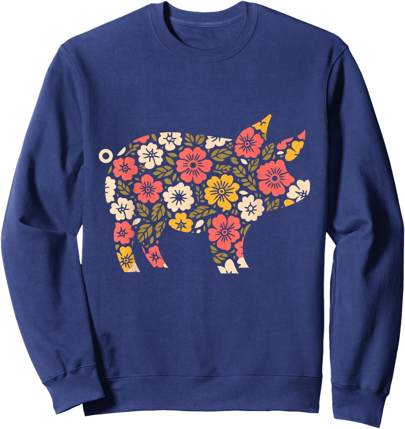 Floral Flower Pig Mom Grandma Mothers Day Sweatshirt - Sweatshirt | Navy