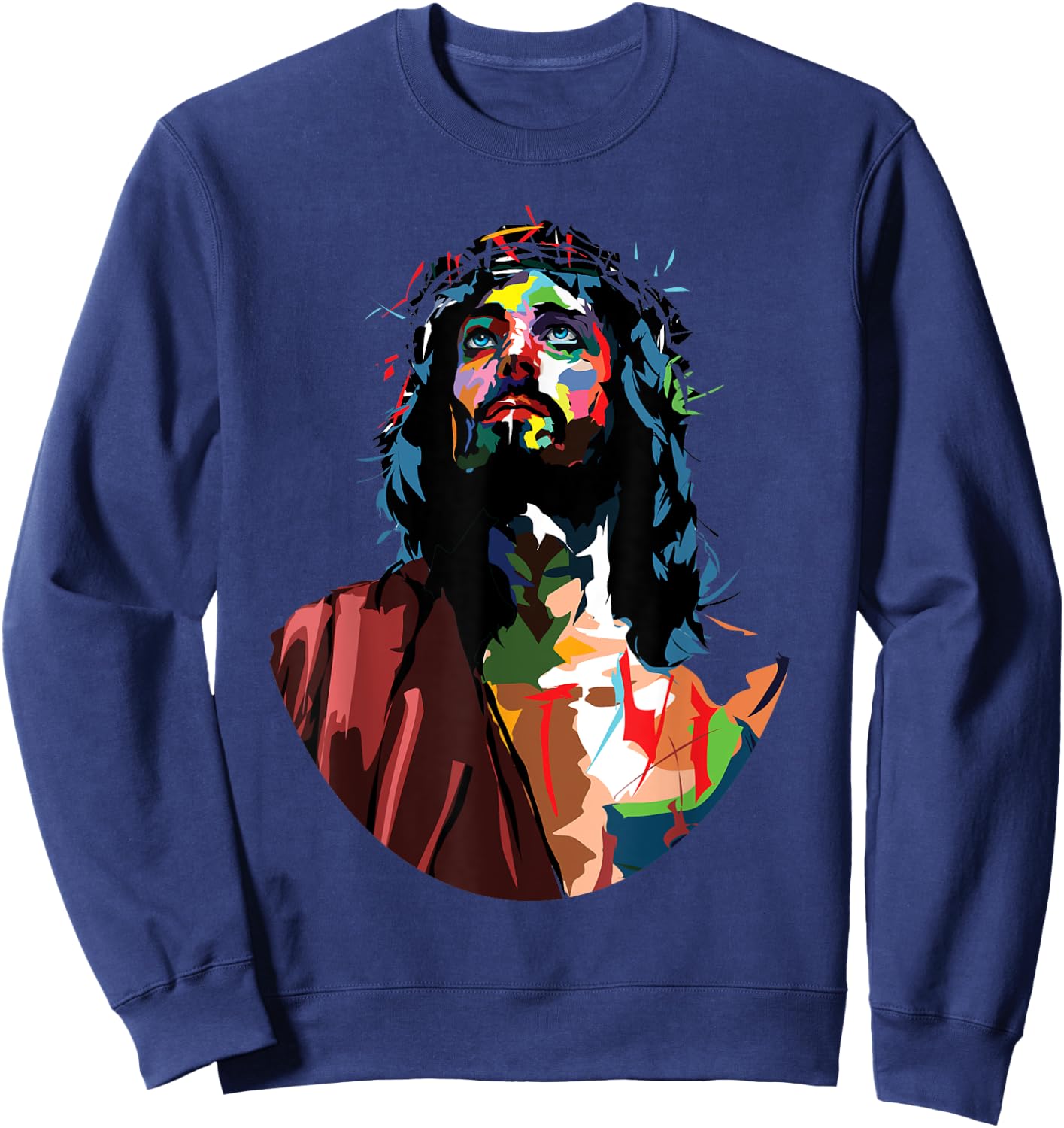 Vintage Got King Jesus Christ Sweet Face Image Sweatshirt - Sweatshirt | Navy
