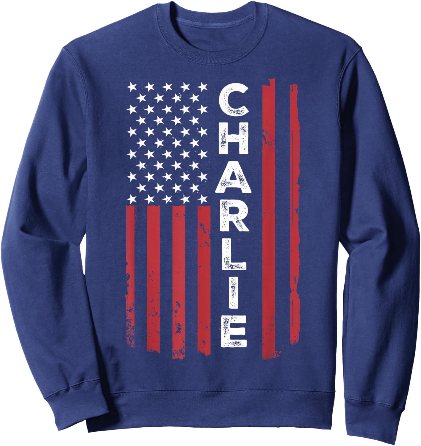Charlie USA Flag American Flag Patriotic Sweatshirt - Sweatshirt | Navy