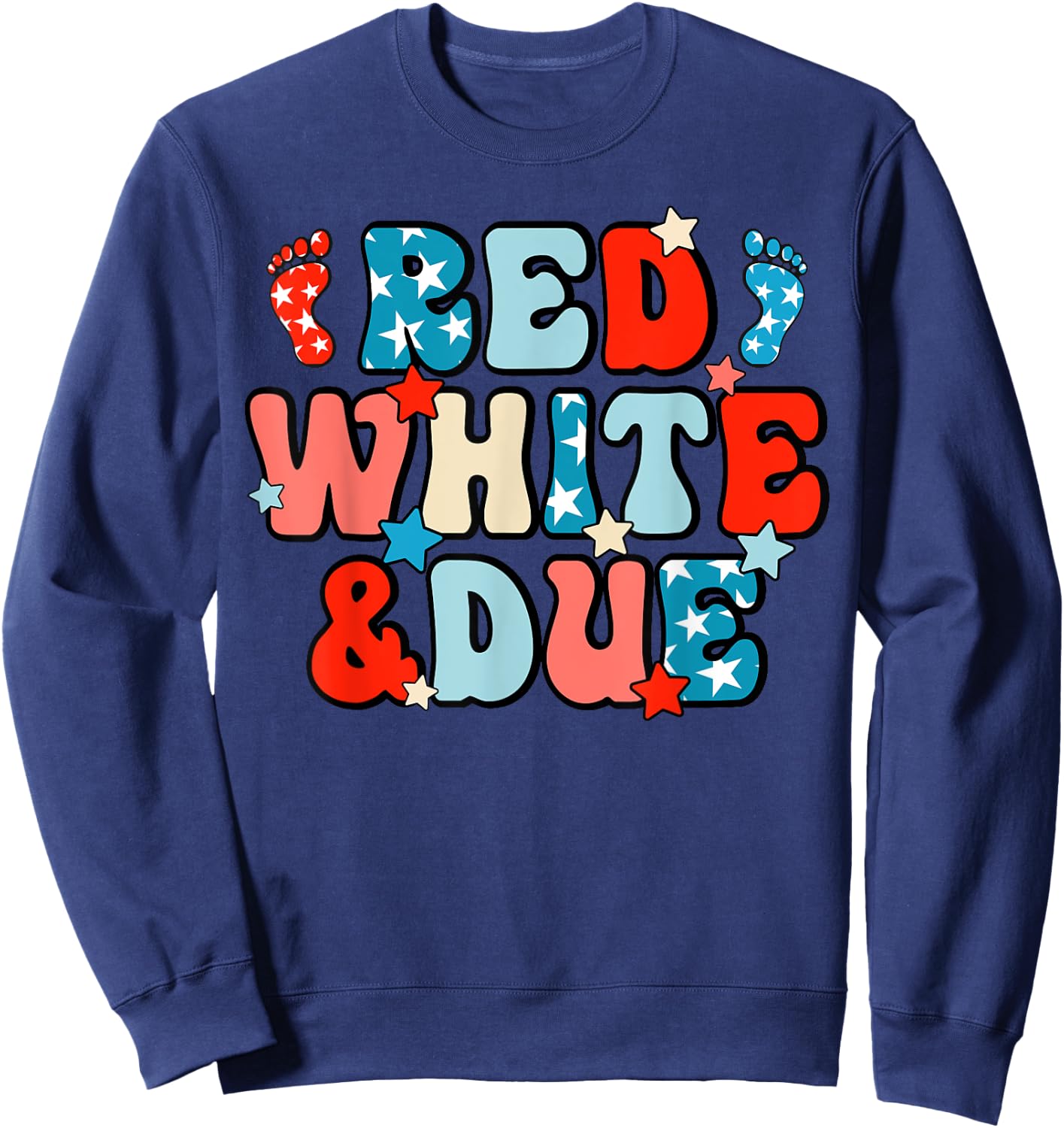 Red White And Due Pregnancy Announcement 4th Of July Sweatshirt - Sweatshirt | Navy