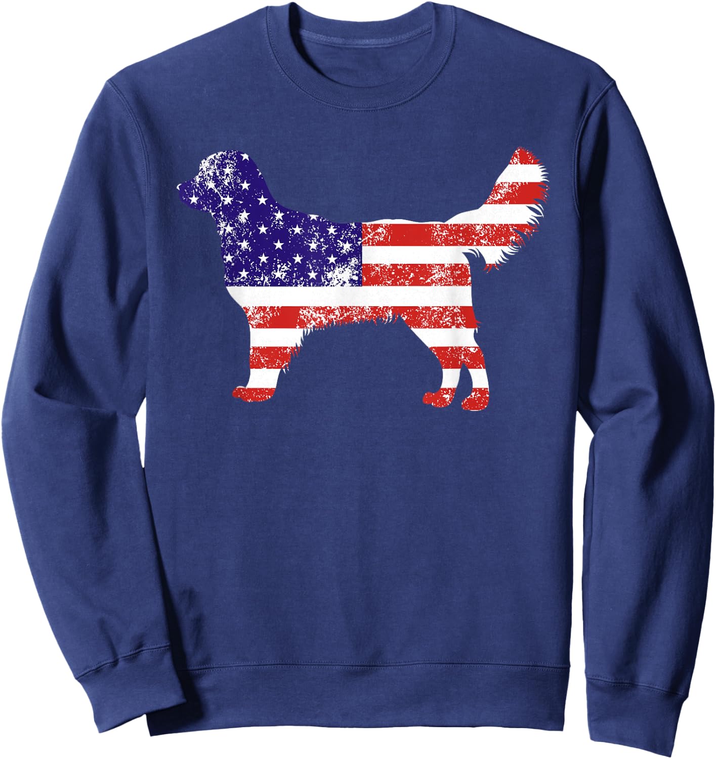 American Flag Golden Dog Retriever USA Retro 4th Of July Women Kids Men Sweatshirt - Sweatshirt | Navy