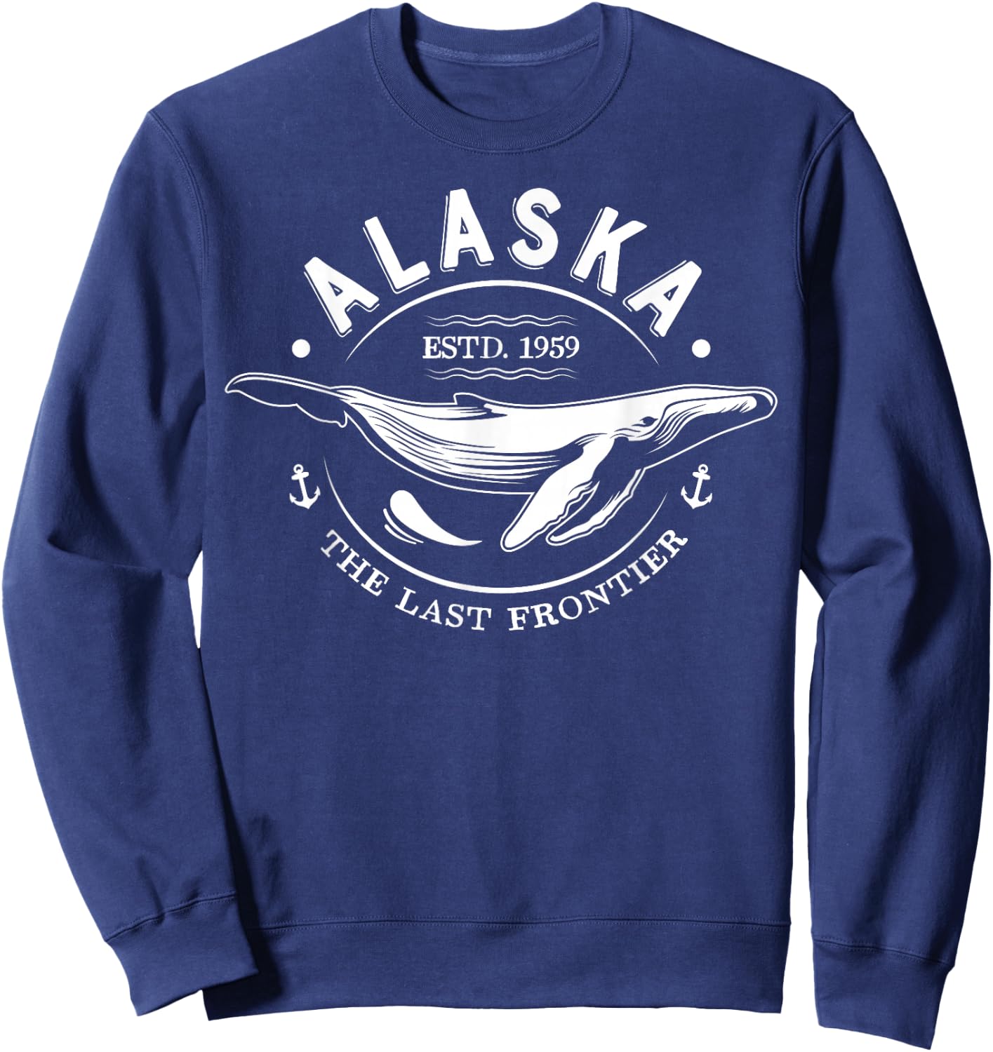 Alaska The Last Frontier Whale Home Cruise Vintage Men Women Sweatshirt - Sweatshirt | Navy