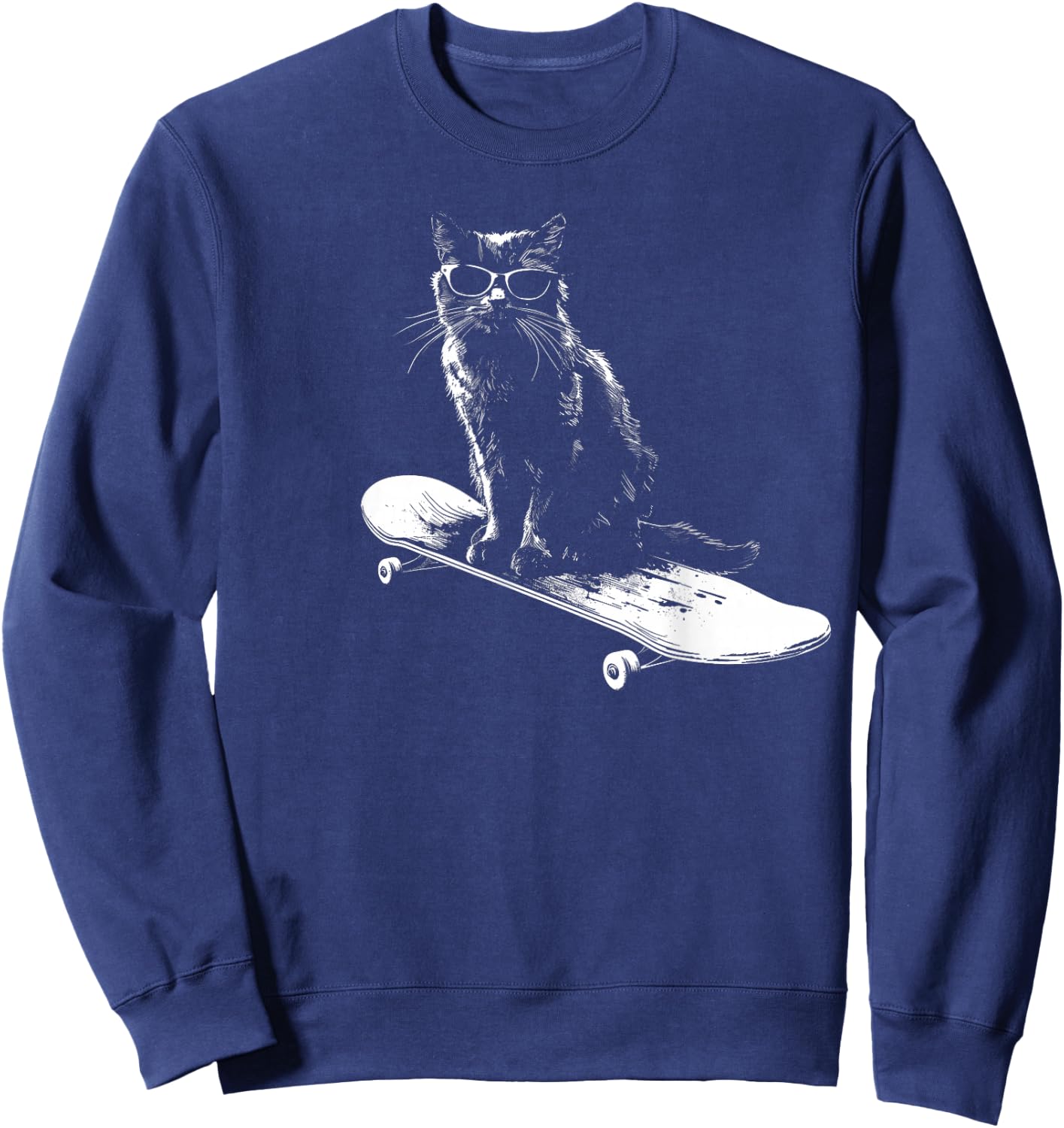 Cool Skateboarding Cat with Sunglasses Women Kids Sweatshirt - Sweatshirt | Navy