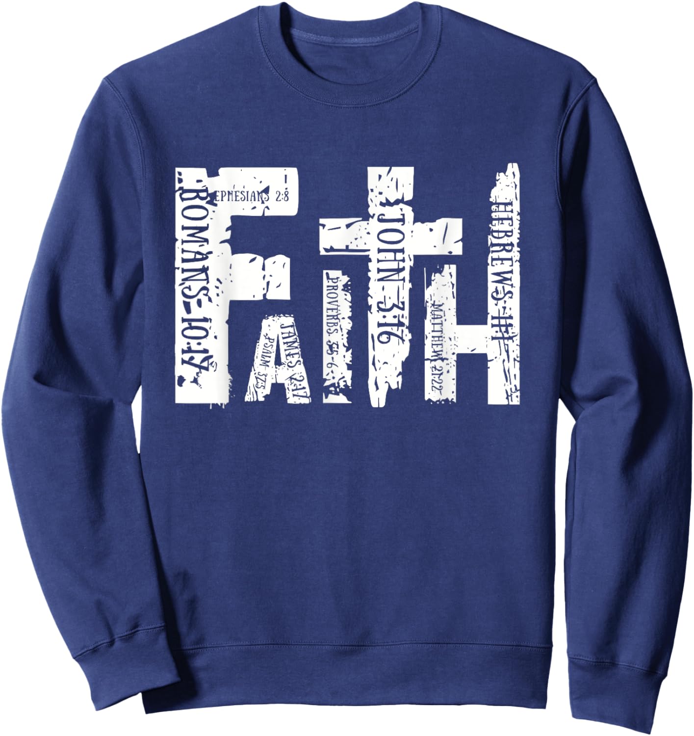 Retro Faith Religious Christian Cross Graphic Women Sweatshirt - Sweatshirt | Navy