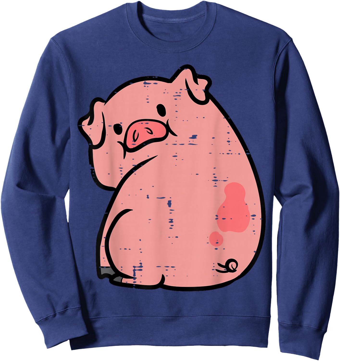 Pig Looking Back Cute Hog Piggyback Meme Joke Men Women Kids Sweatshirt - Sweatshirt | Navy