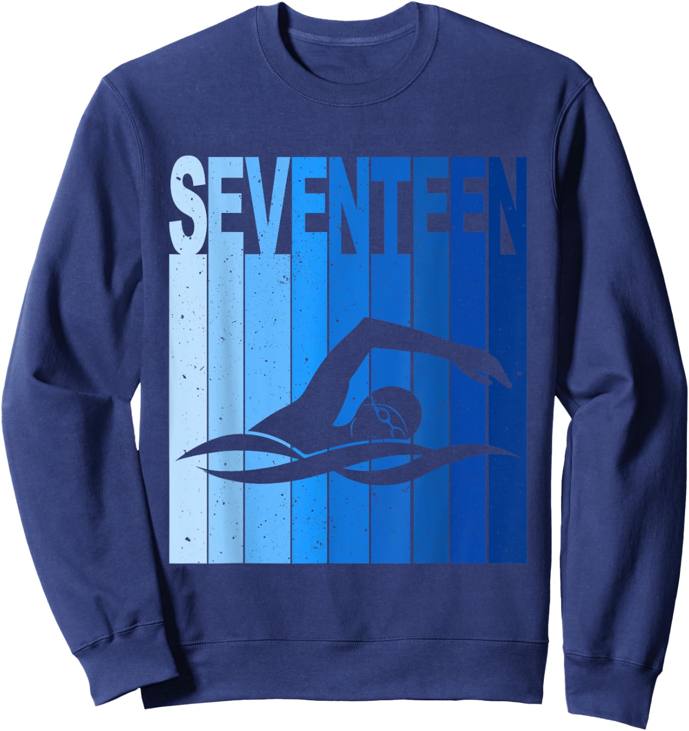 17th Birthday Swimming 17 Year Old Birthday Swimmer Sweatshirt - Sweatshirt | Navy