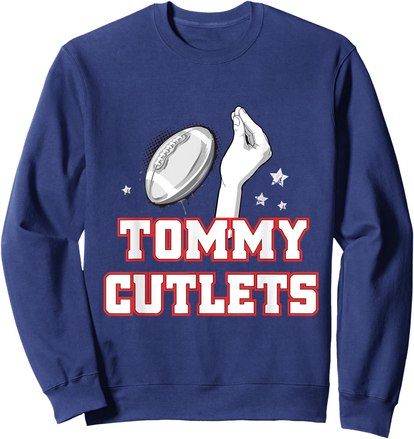 NY Italian Hand Gesture Tommy Cutlets Football Quarterback Sweatshirt - Sweatshirt | Navy