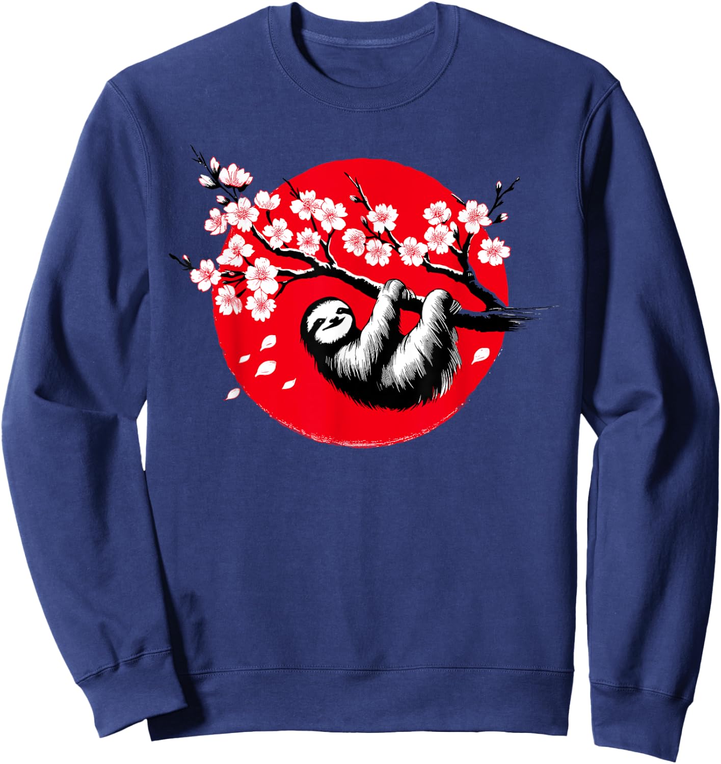 Kawaii Sloth Anime Japan Sakura Men Women Kids Funny Sloth Sweatshirt - Sweatshirt | Navy