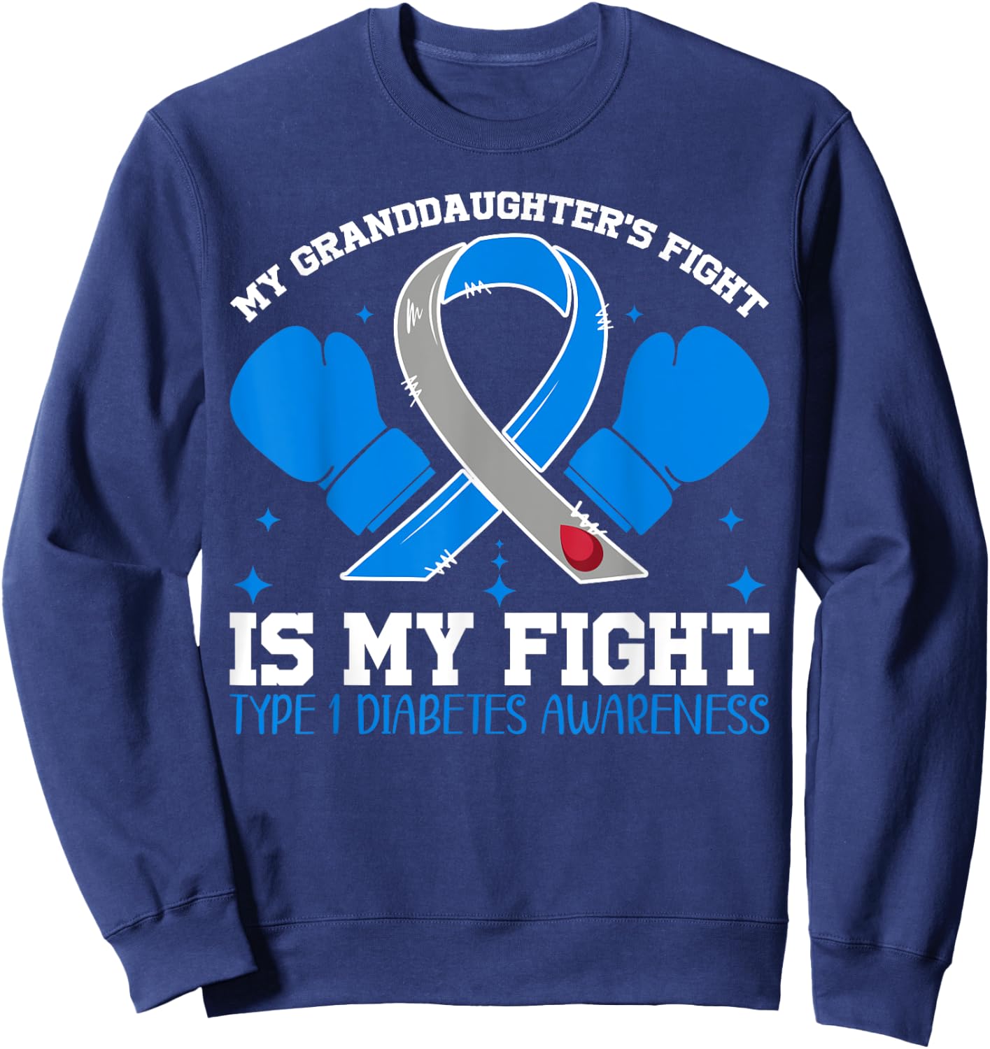 T1D Type One Diabetes Awareness Type 1 Grandma Granddaughter Sweatshirt - Sweatshirt | Navy